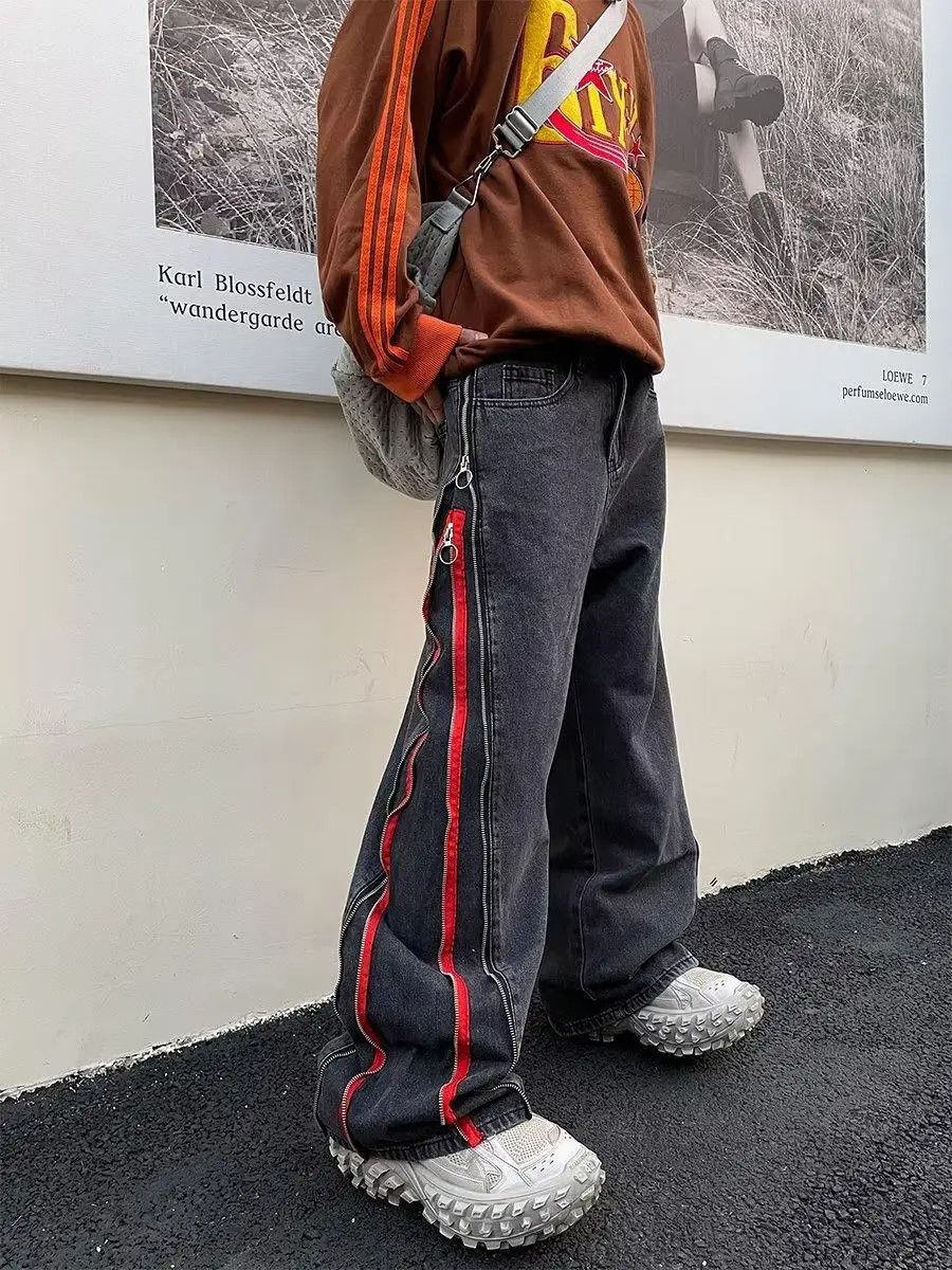 Japanese Brand × Jean Hip Hop Wide Leg Double Zip Jeans Size US 29 - 3 Thumbnail