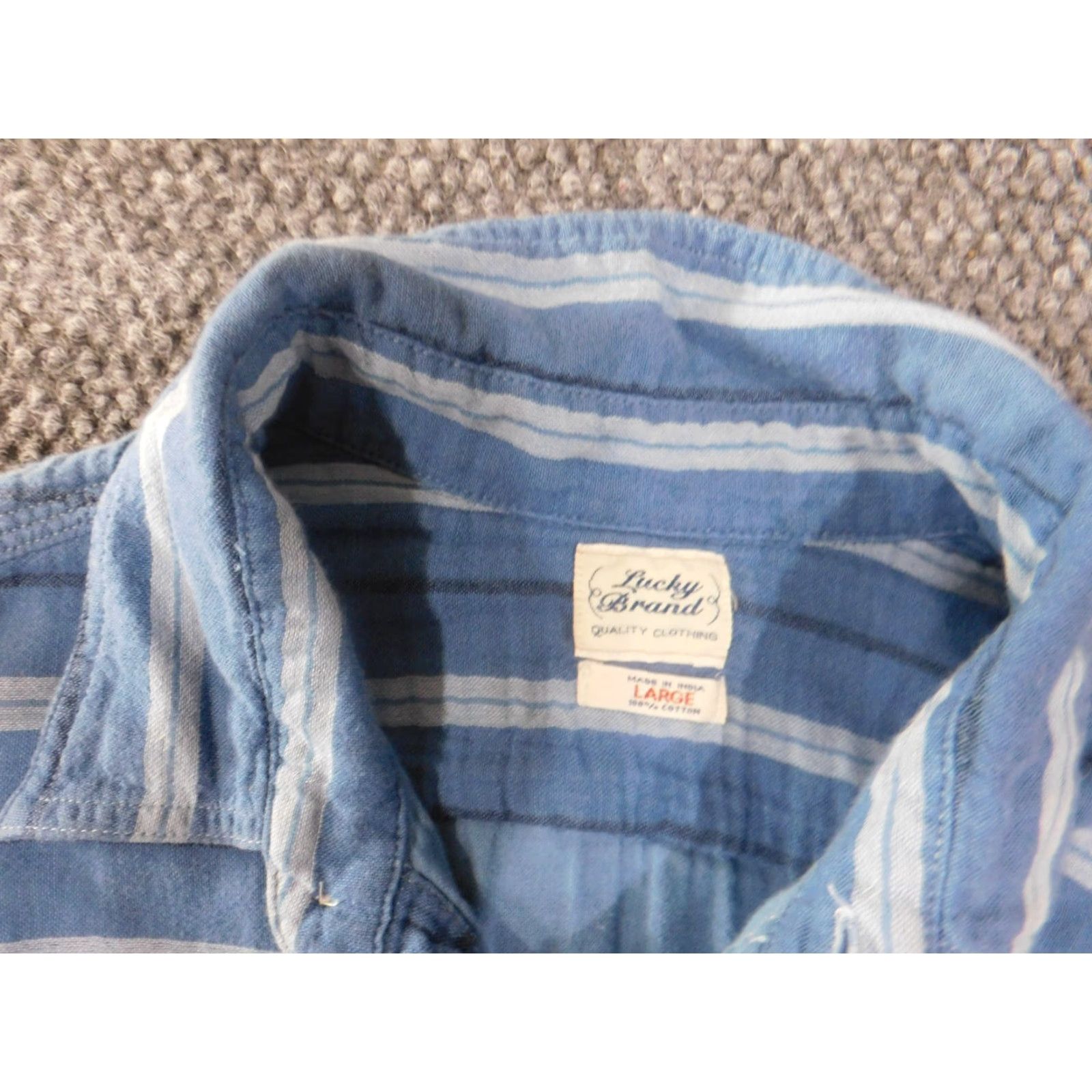 Lucky Brand Lucky Brand Shirt Men L Blue Flannel Striped Retro Classic Button-Up Collared Long Sleeve Casual Vintage? No (avoid N/A) Size US L / EU 52-54 / 3 - 7 Thumbnail