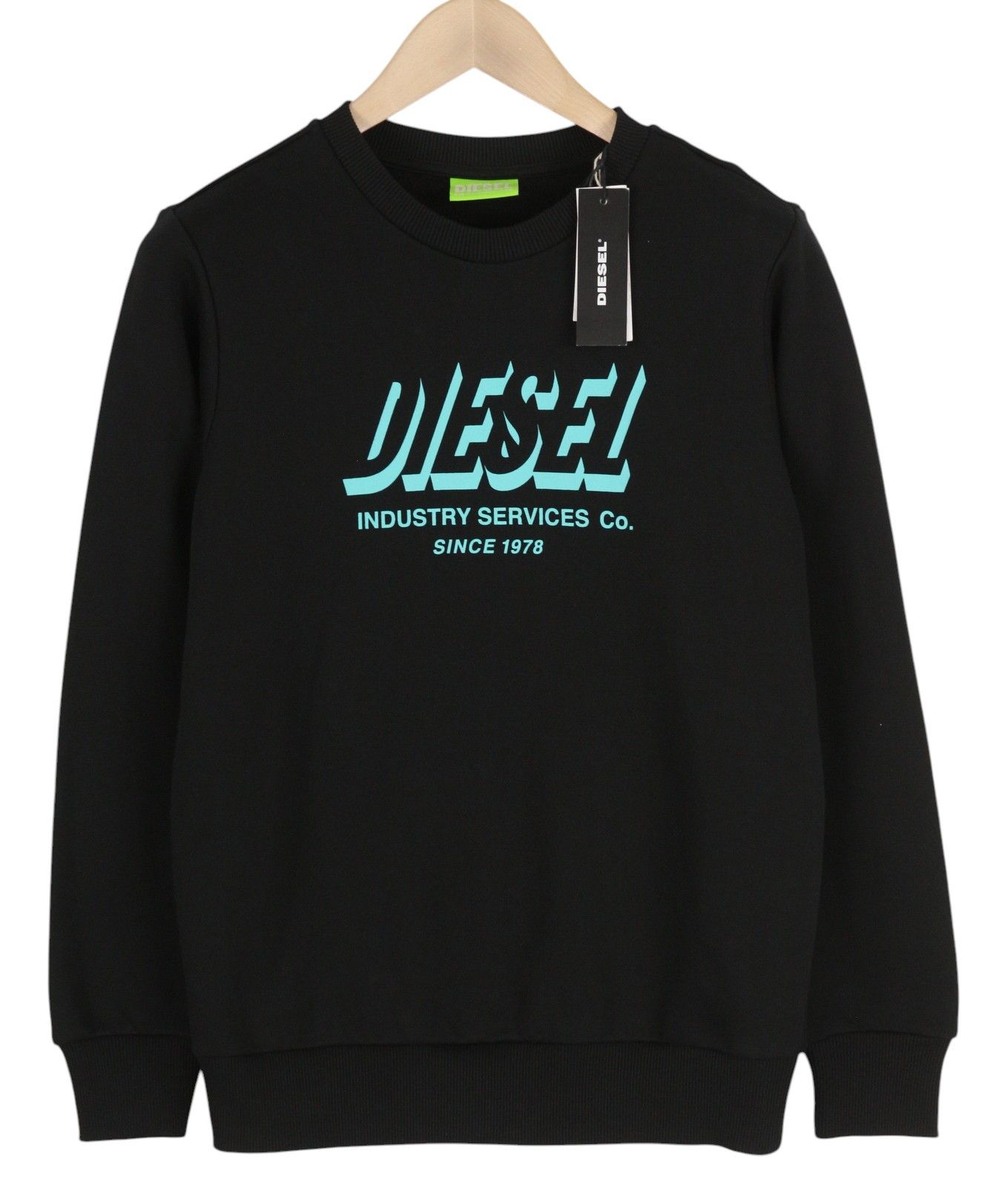 Diesel S-GIRK-A74 XS Black Front Logo Sweatshirt 41014 Size US XS / EU 42 / 0 - 1 Thumbnail