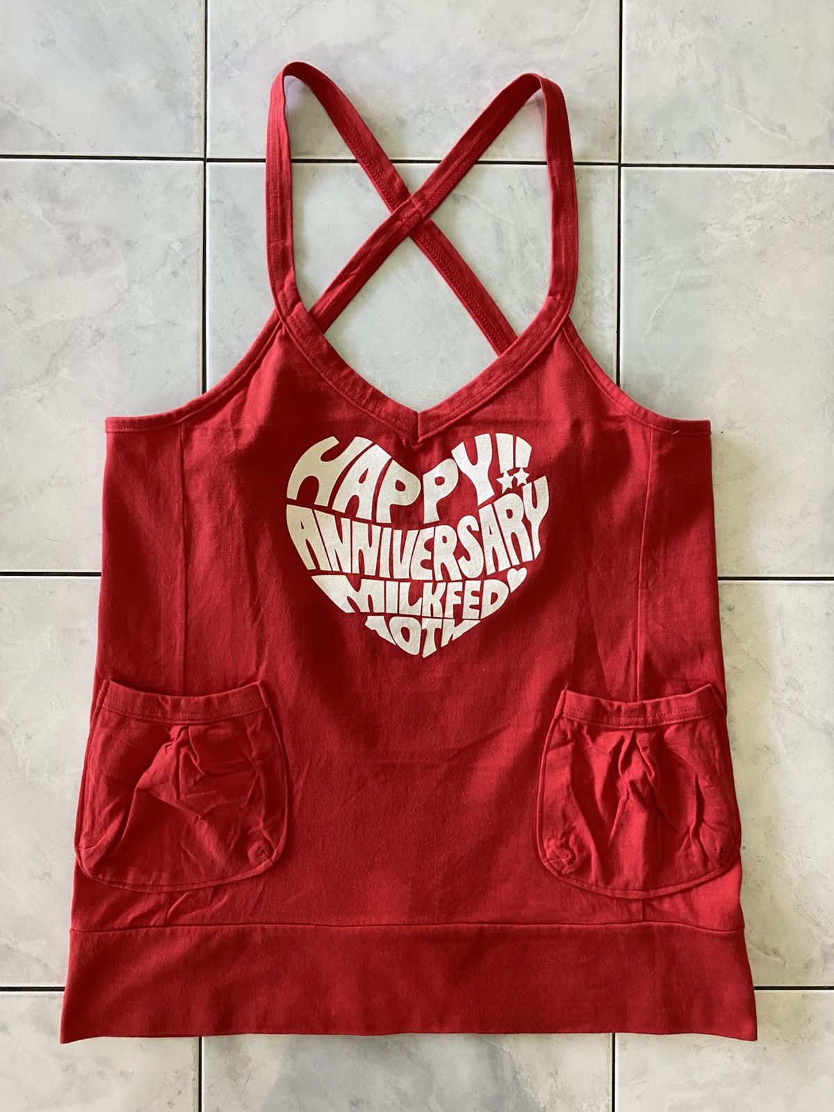 Japanese Brand Y2K Cute Red MILKFED Pocket Tank Dress Sleeveless Top Size ONE SIZE - 14 Thumbnail