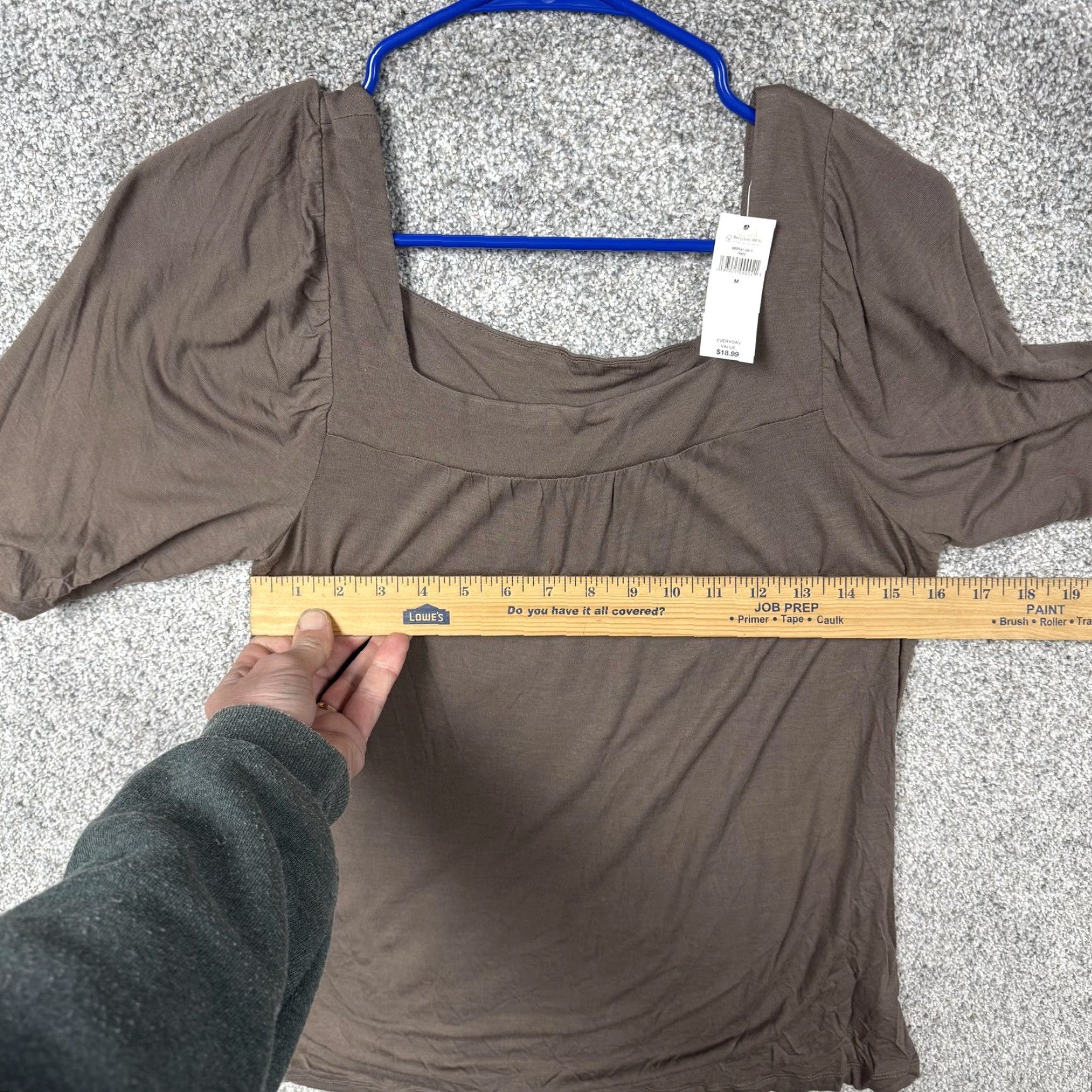 Gap Gap Blouse Shirt Medium Brown Square Neck Puff Sleeve 3/4 Solid Relaxed Womens Vintage No Size M / US 6-8 / IT 42-44 - 6 Thumbnail