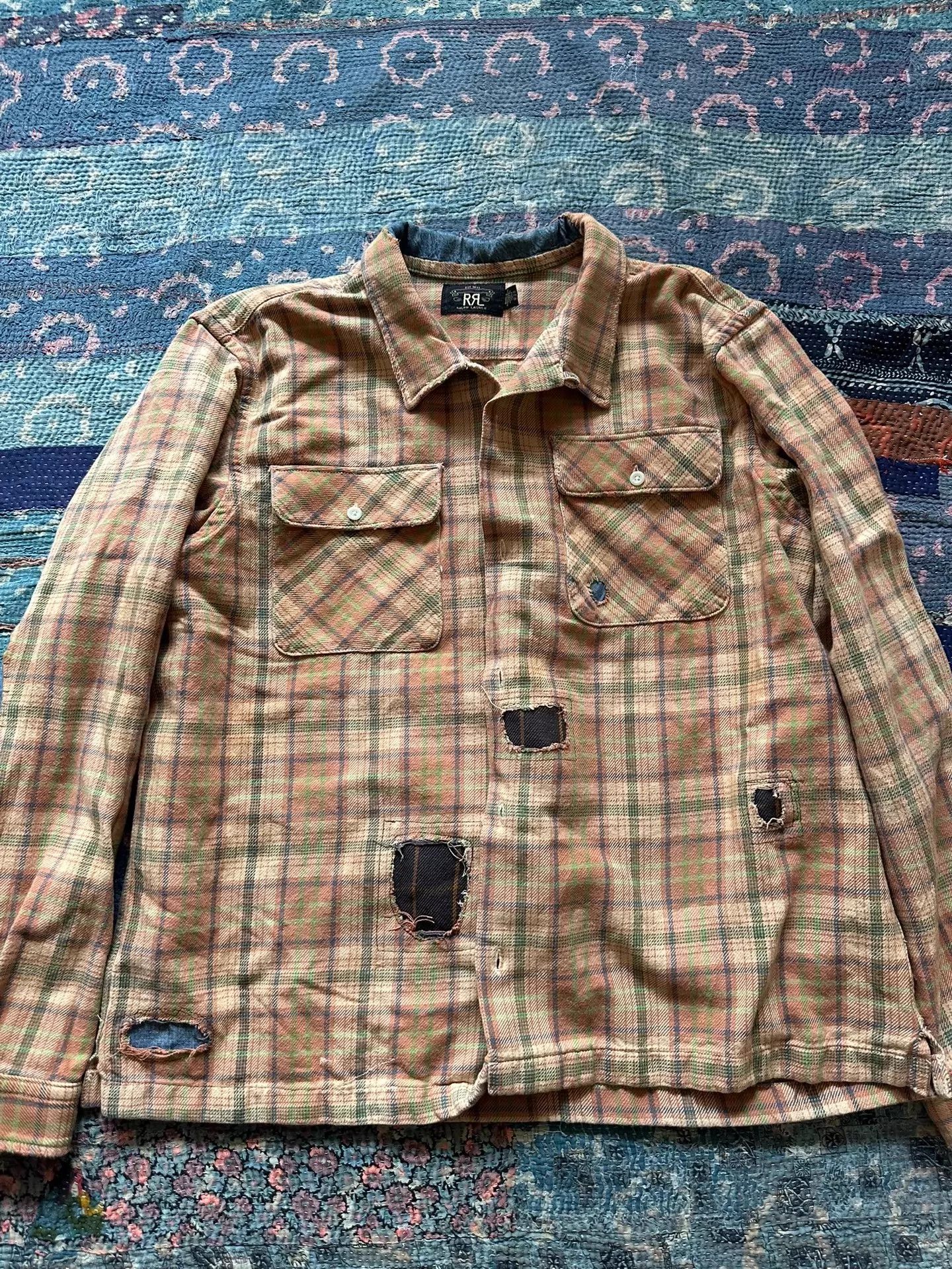 RRL Ralph Lauren RRL Patched Distressed Plaid Shirt XXL Heavyweight Size US XXL / EU 58 / 5 - 1 Thumbnail