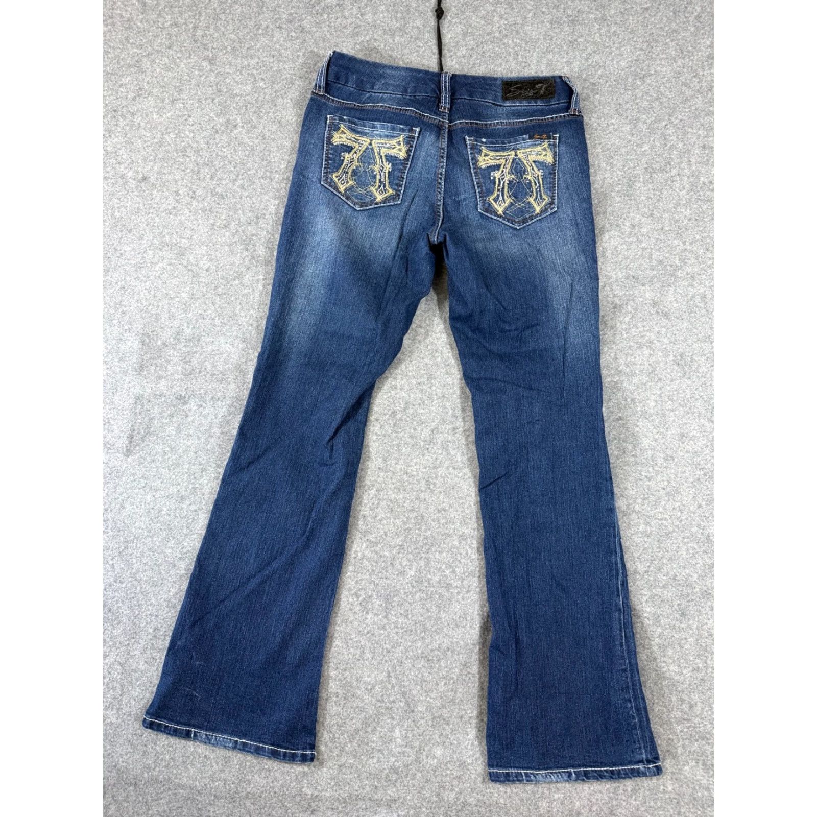 Vintage VINTAGE Seven7 Jeans Womens 6 Blue Denim Bootcut Leg Low Rise Stretch Embroidered Pockets 90s Bohemian Womens Size 28" / US 6 / IT 42 - 2 Thumbnail