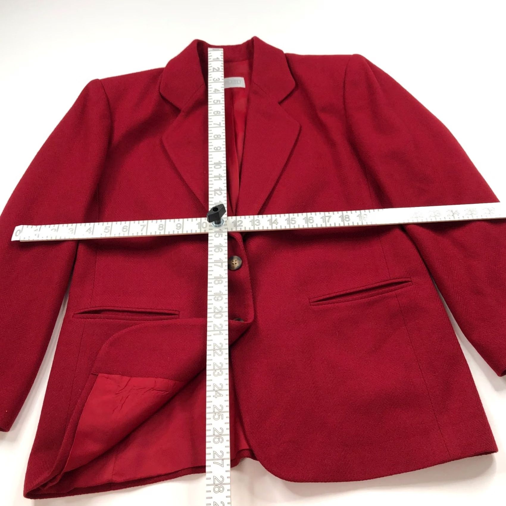 Lands' End Lands' End Blazer Jacket Herringbone Dark Red 100% Wool Two Button Petite 10P Women Summer/Multi-Season Casual/Business Size L / US 10 / IT 46 - 6 Thumbnail