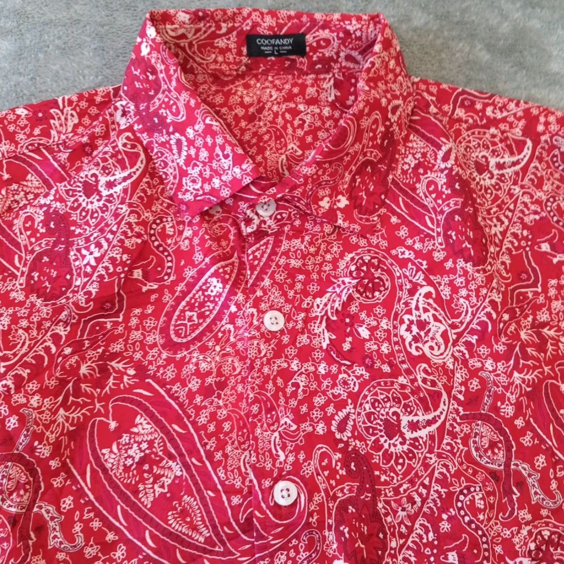 Vintage Coofandy Shirt Mens Large Red Paisley Long Sleeve Button-Up Polyester Size US L / EU 52-54 / 3 - 3 Thumbnail