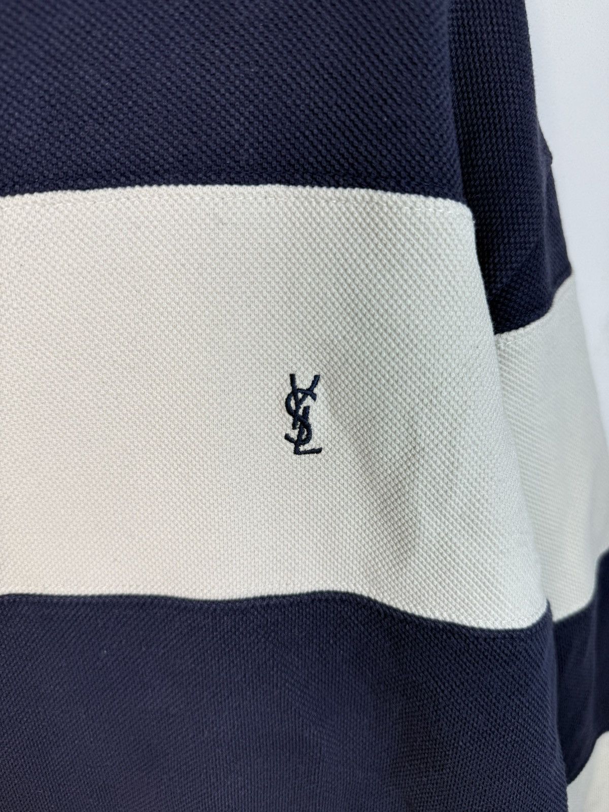 Yves Saint Laurent Pique YSL Crewneck Navy/White Striped YSL Sweatshirt Size US XL / EU 56 / 4 - 3 Thumbnail
