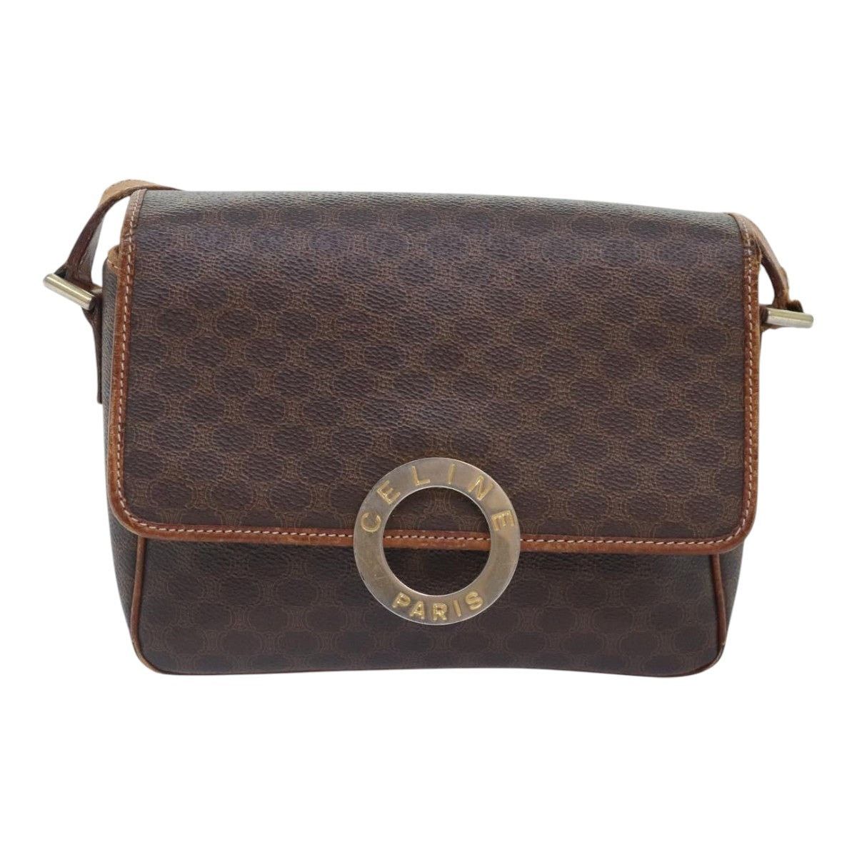 Celine CELINE Macadam Canvas Shoulder Bag Pvc Leather Brown Gold Size ONE SIZE - 13 Thumbnail