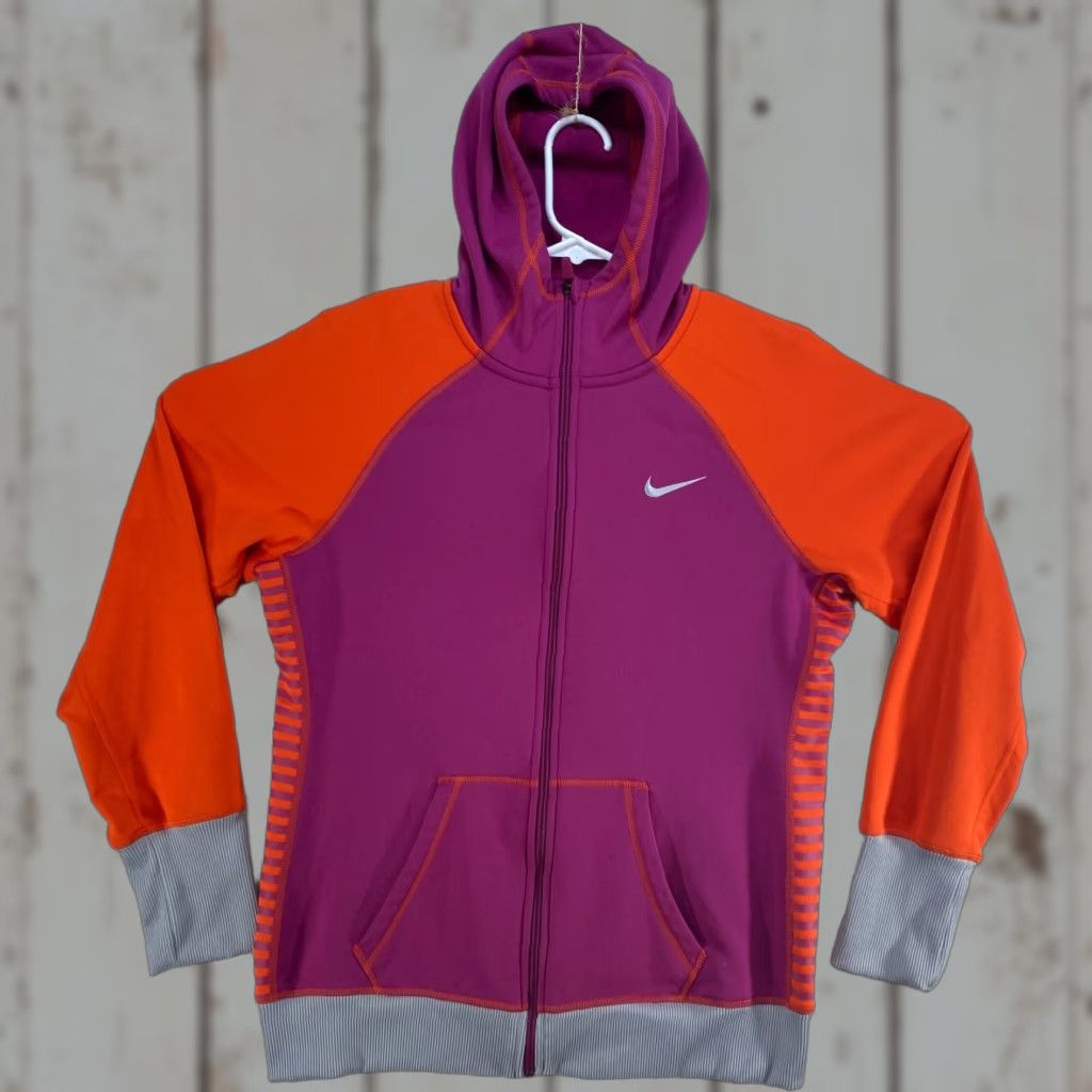 Nike VINTAGE Nike Therma-Fit Orange Purple Hoodie Hooded Full Zip Jacket Womens L Purple Nike Therma-Fit Hoodie Full Zip Jacket Womens Large Size L / US 10 / IT 46 - 1 Thumbnail