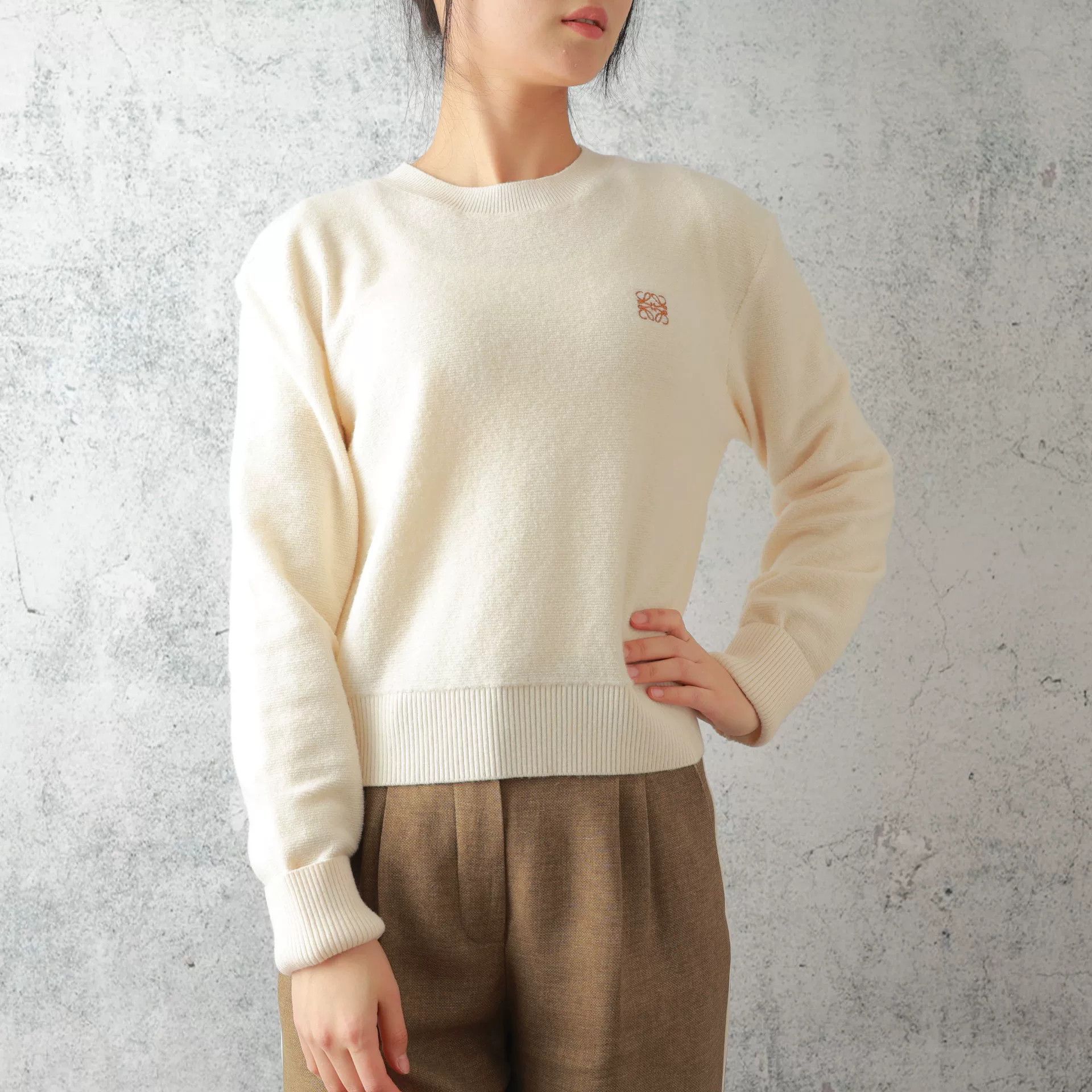 Loewe LOEWE Beige Crew Neck Long-Sleeve Sweater L Size L / US 10 / IT 46 - 1 Thumbnail