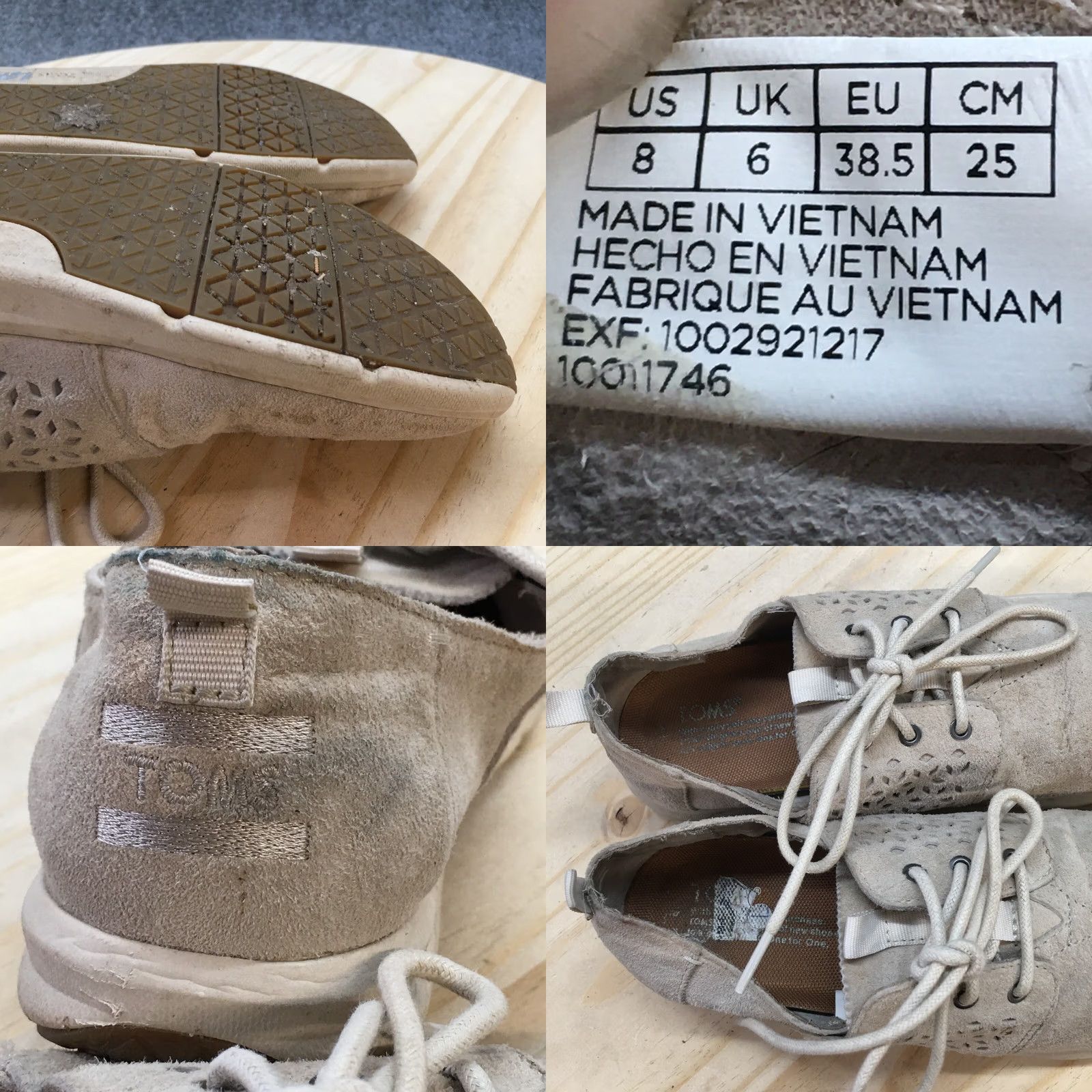Toms TOMS Shoes Womens 8 Low Top Sneakers Beige Faux Suede Round Toe Lace Up Casual Size M / US 6-8 / IT 42-44 - 9 Thumbnail