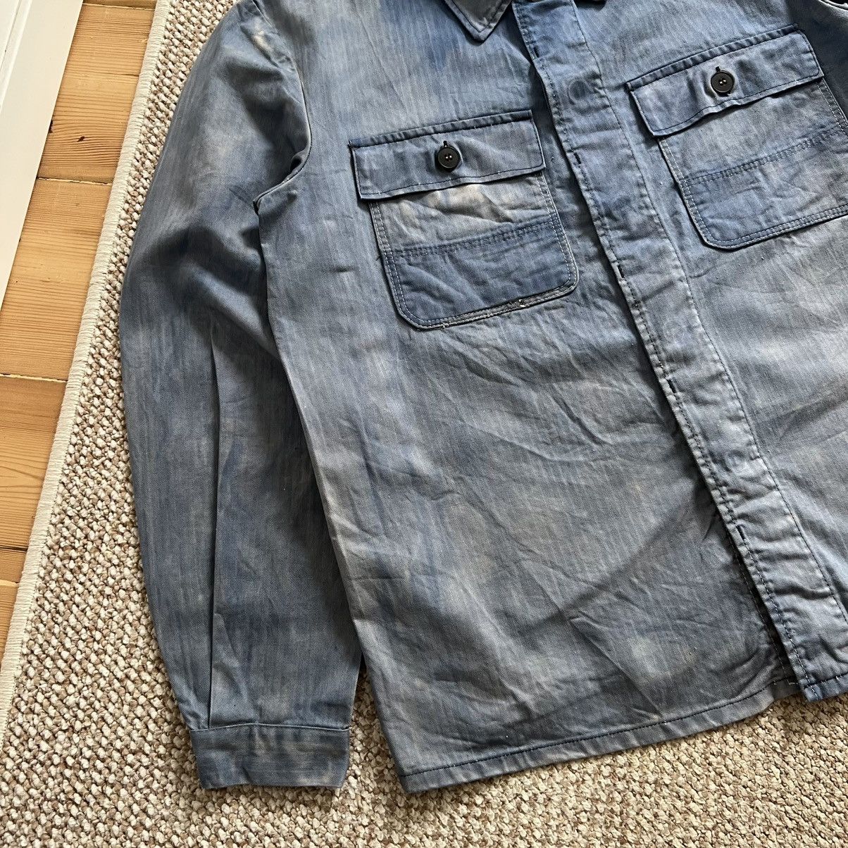 Vintage German sun faded washed works chore herringbone jacket Size US L / EU 52-54 / 3 - 5 Thumbnail
