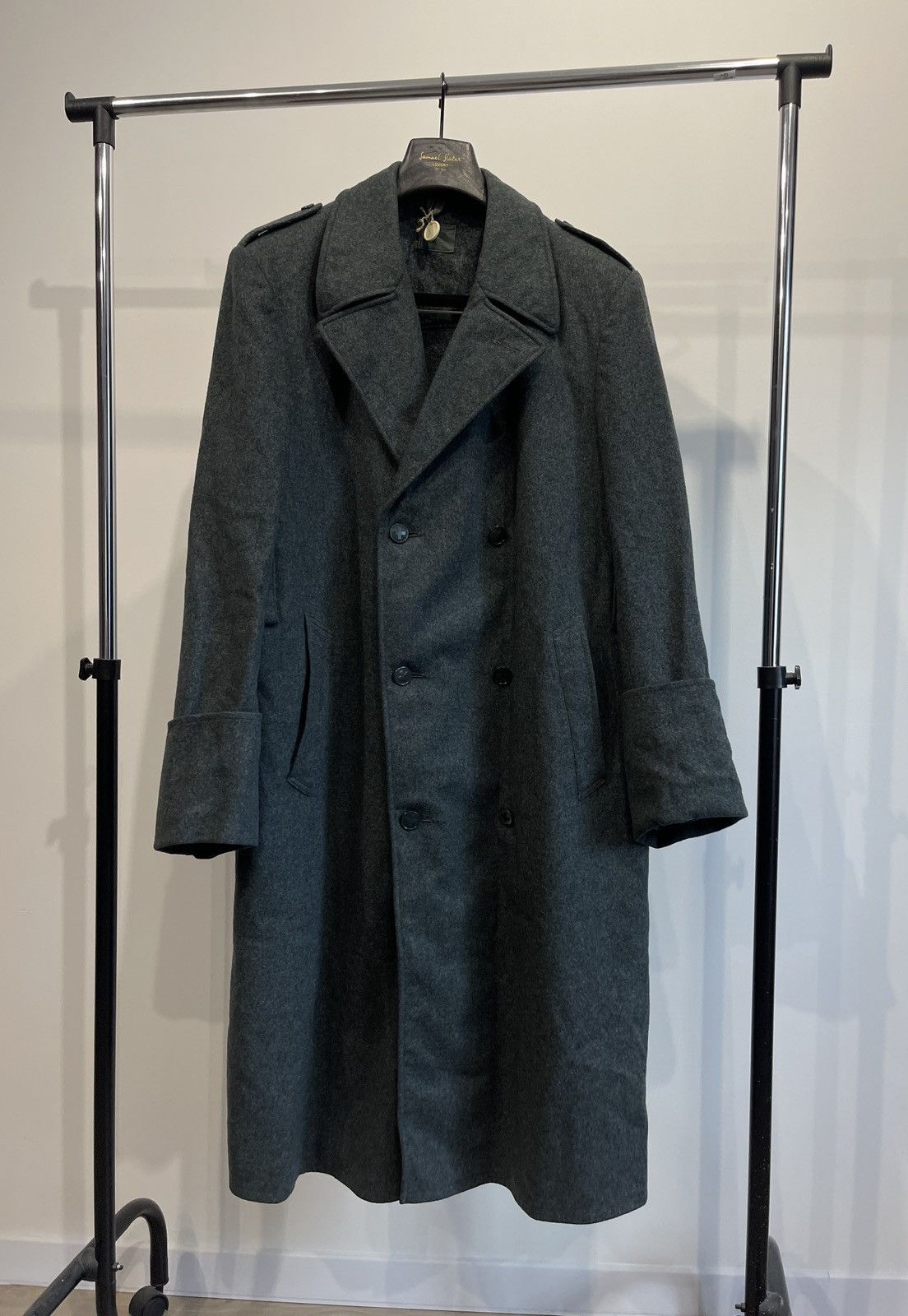 Vintage 1970 Swiss Army Heavy Wool Greatcoat Trench Overcoat