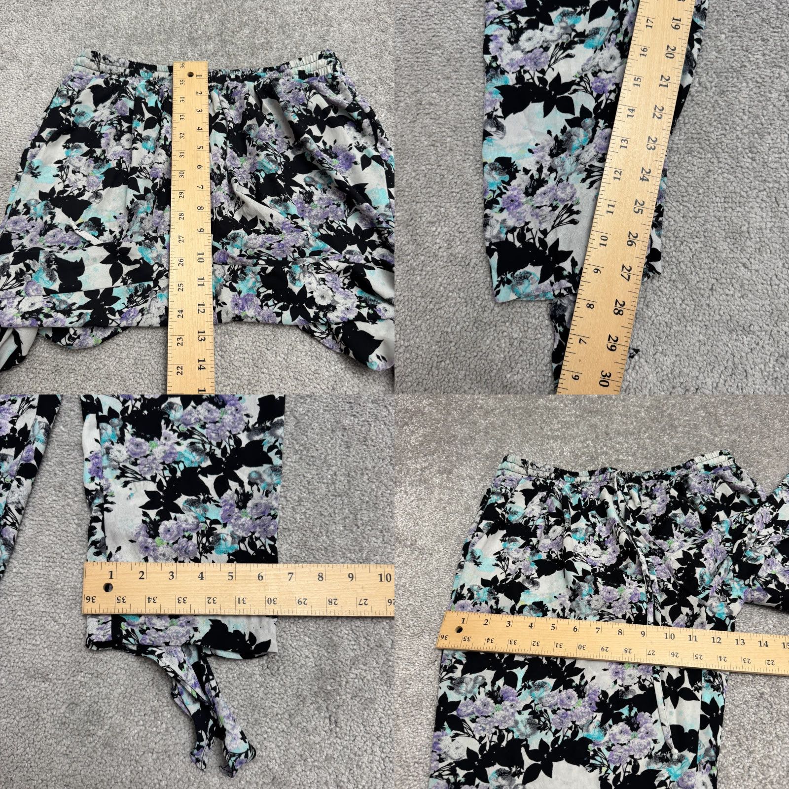 Vintage ASTR Floral Ankle Tie Tapered Leg Pants Womens M Purple Black Boho Shirt? Size 32" / US 10 / IT 46 - 9 Thumbnail
