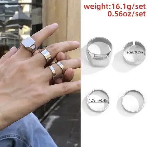 Other 4 pcs/ Set- Hiphop Rock Theme Ring Size ONE SIZE - 3 Thumbnail