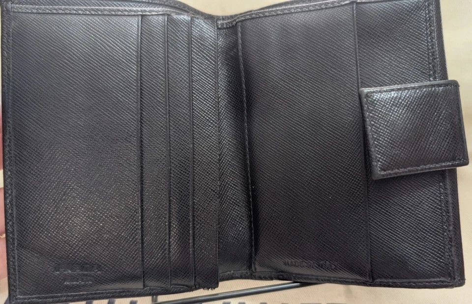 Prada PRADA Wallet Saffiano Leather Black Double Sided Size ONE SIZE - 4 Thumbnail