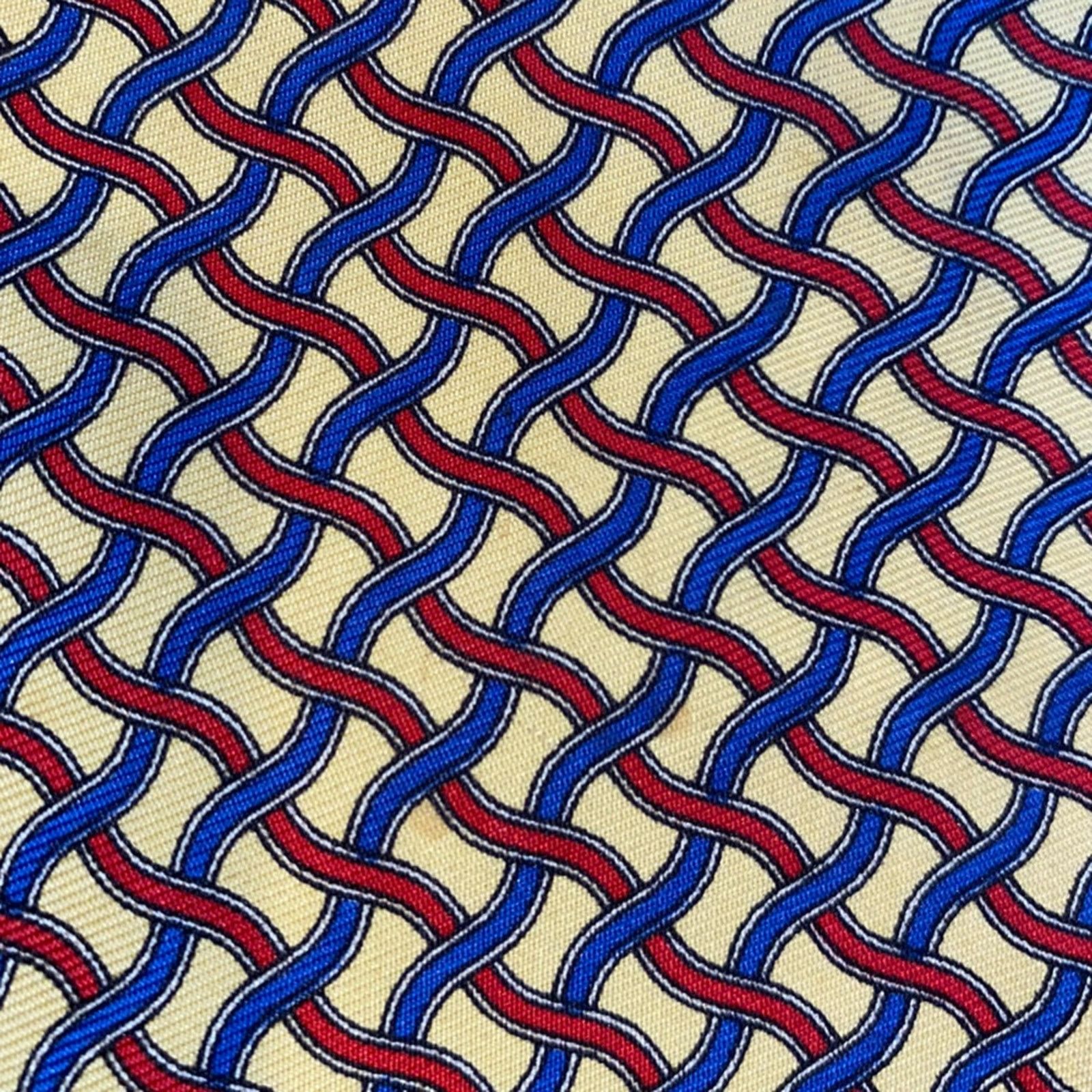 Polo Ralph Lauren POLO Ralph Lauren Yellow Blue Red Basketweave Silk Tie Size ONE SIZE - 4 Thumbnail