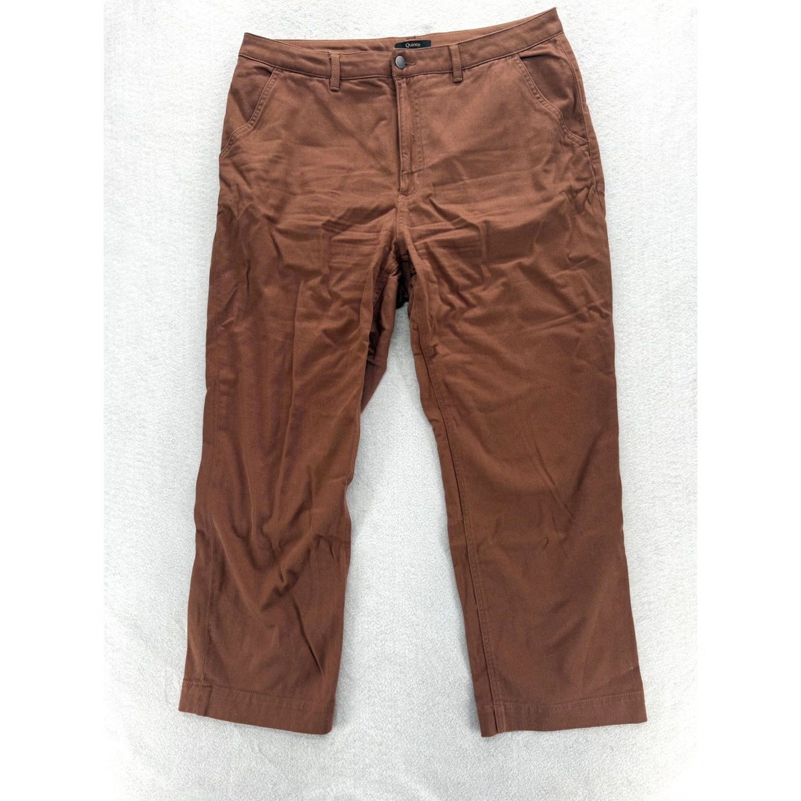 Quince Quince Pants Womens 16 Rust Organic Stretch Cotton Twill Straight Cropped Leg Casual Workwear Mens? Size 38" / US 16 / IT 52 - 2 Thumbnail