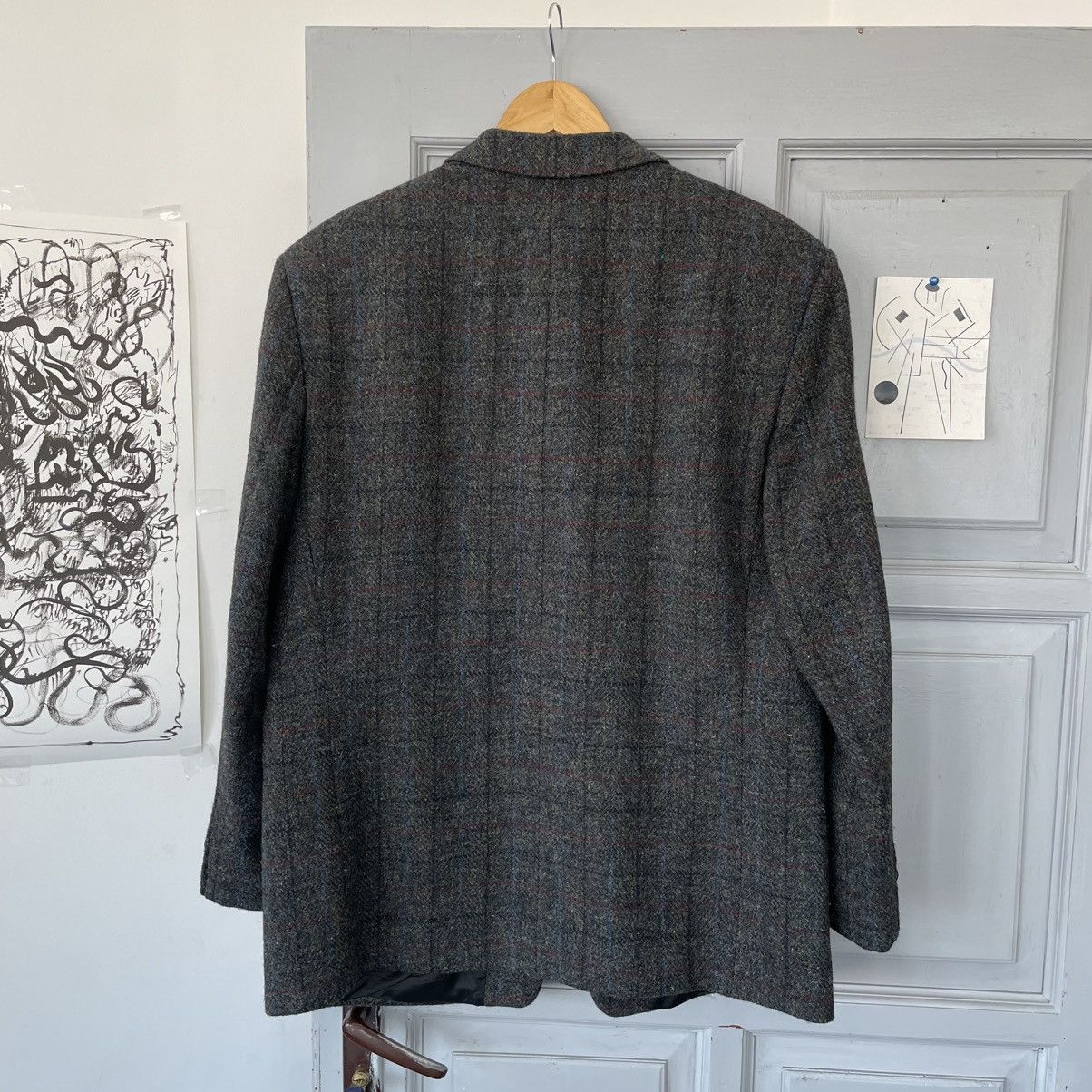 Designer × Harris Tweed Vintage Harrys Tweed Blazer Jacket like Boglioli Burberry Size 48L - 4 Thumbnail