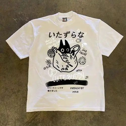 Japanese Brand Kahori x Mina Street Short Sleeve T-Shirt White Loose Print Size US M / EU 48-50 / 2 - 7 Thumbnail