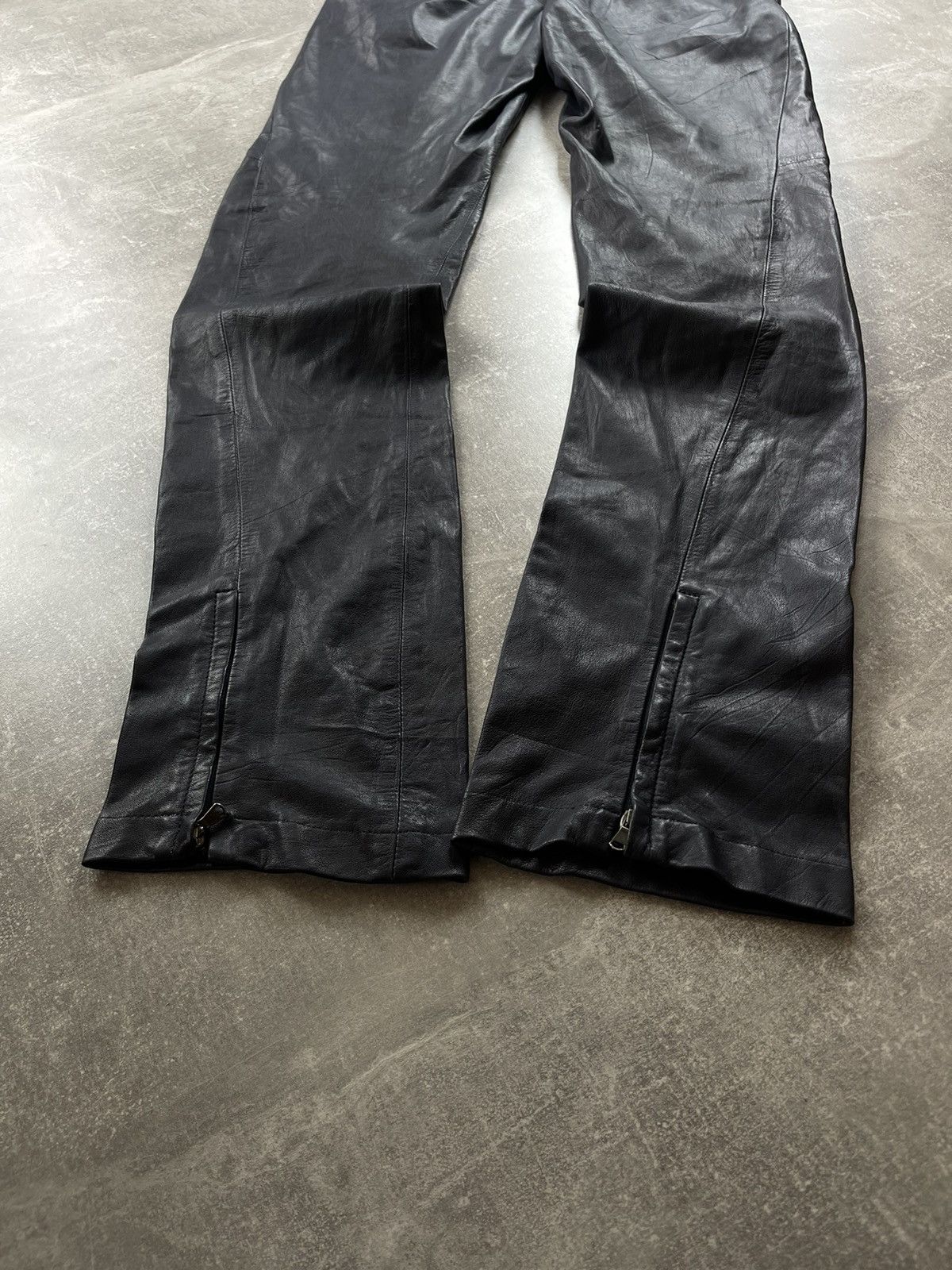 Genuine Leather × Ilaria Nistri Ilaria Nistri Avant Garde Leather Navy Blue Biker Pants Size 34" / US 12 / IT 48 - 2 Thumbnail
