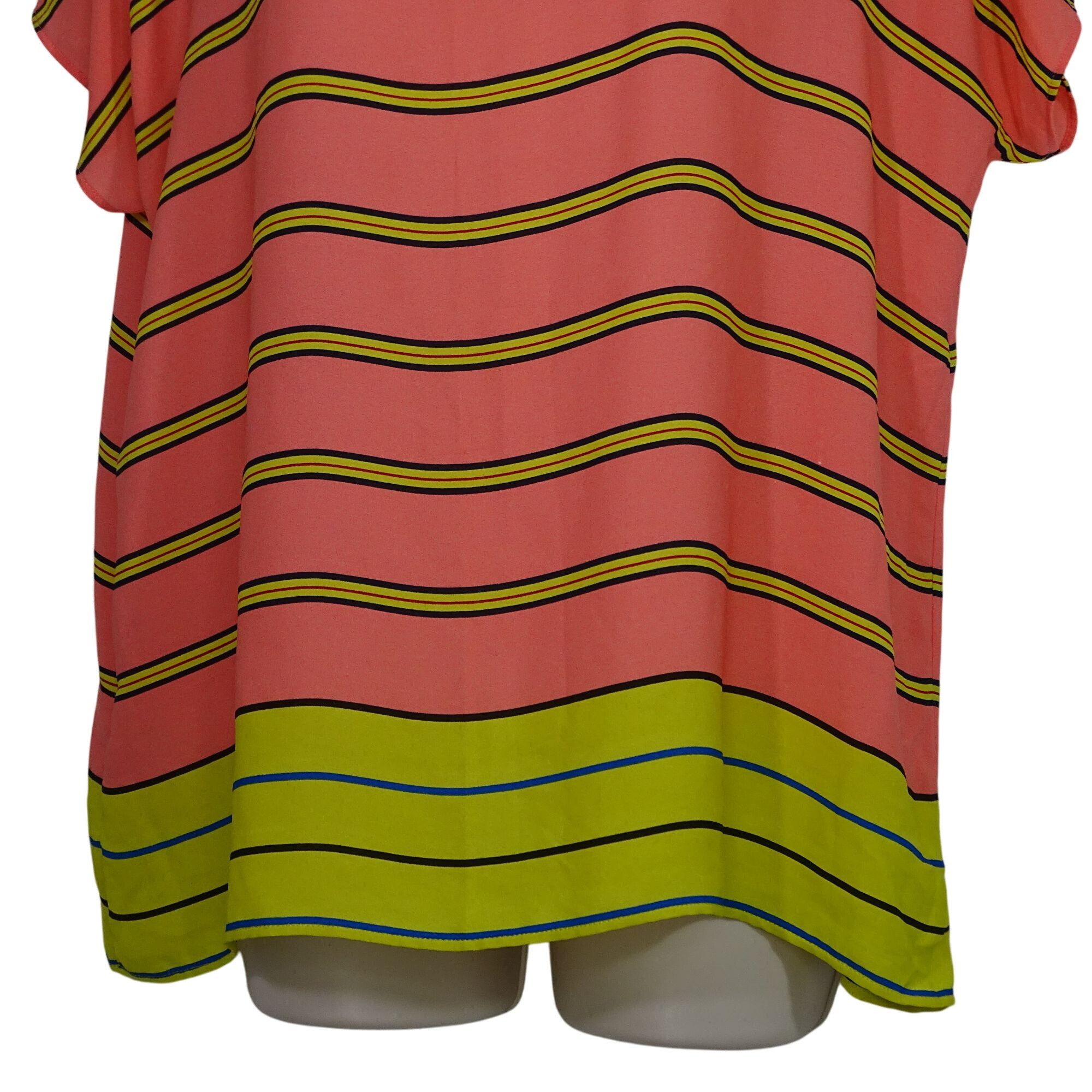 Loft Ann Taylor Loft Pink Yellow Striped Short Sleeve Top Size M Size M / US 6-8 / IT 42-44 - 2 Thumbnail