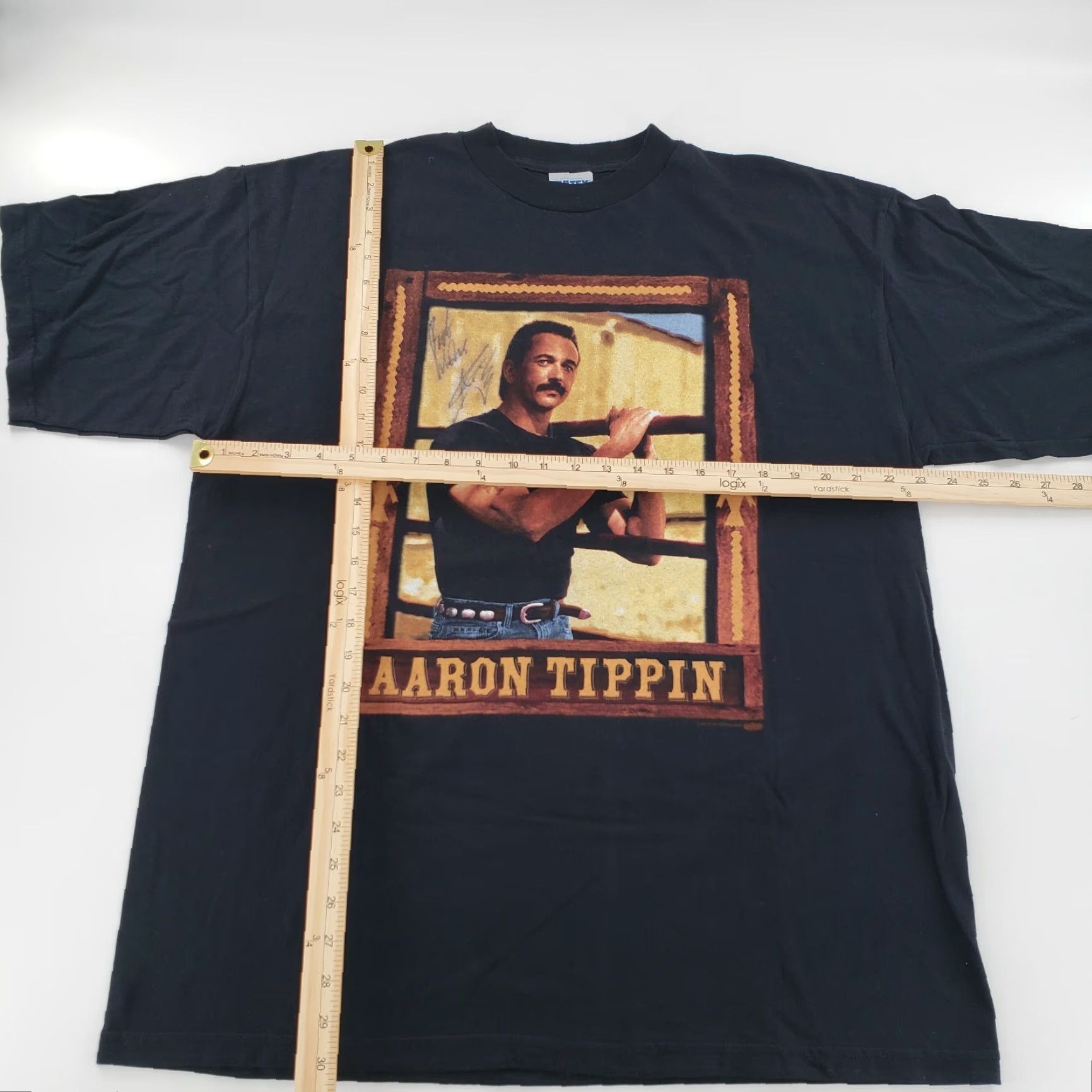 Tultex VINTAGE Aaron Tippin Shirt Adult XL Black Autograph Dual Print Mens 90s T-Shirt XL Black Autograph Double-Sided 90s Music Tultex Size US XL / EU 56 / 4 - 6 Thumbnail