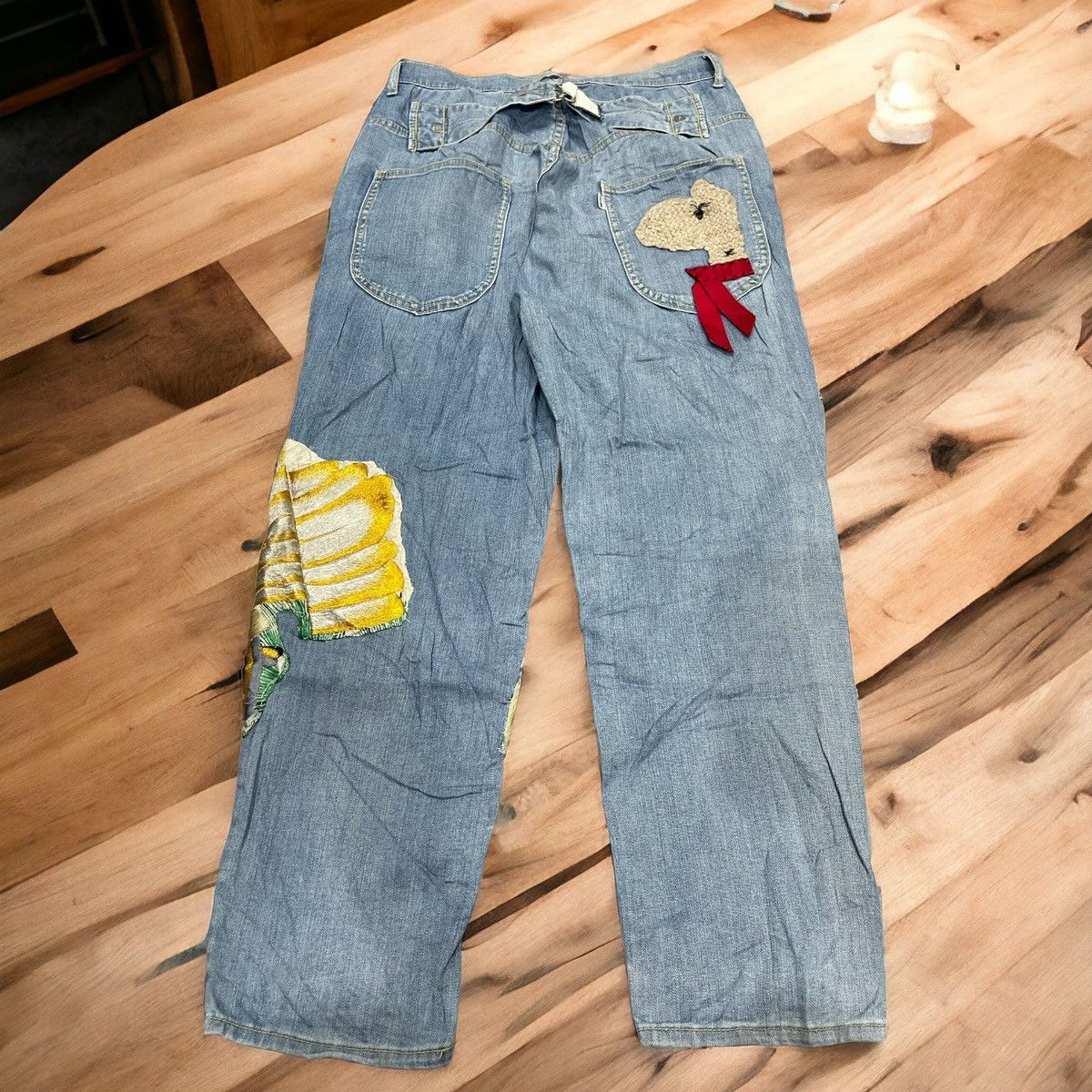 Issey Miyake × Ne-Net Ne-Net by Issey Miyake Hybrid Patchwork Bird Cropped Jeans Size US 30 / EU 46 - 2 Thumbnail