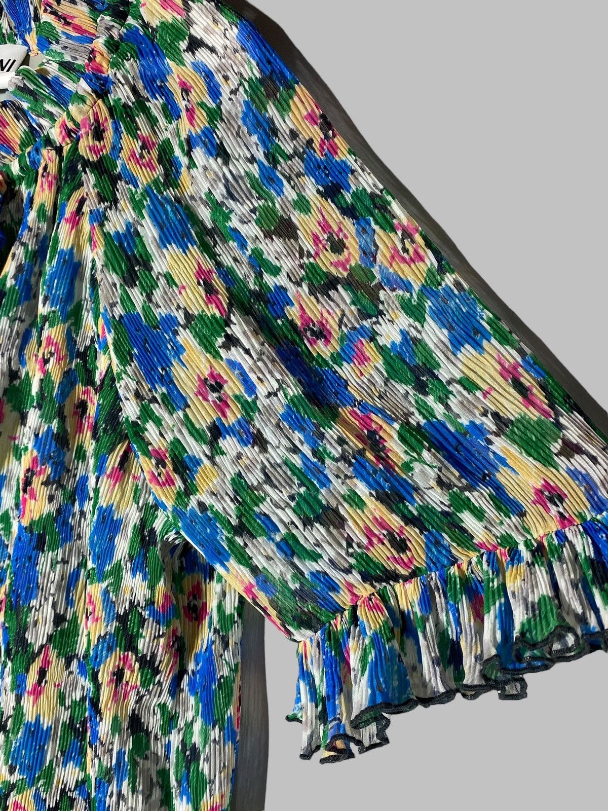 Ganni 🔥 GANNI FLORAL BLOUSE RIBBED BREATHABLE Y2K PARIS AESTHETIC Size XS / US 0-2 / IT 36-38 - 9 Thumbnail