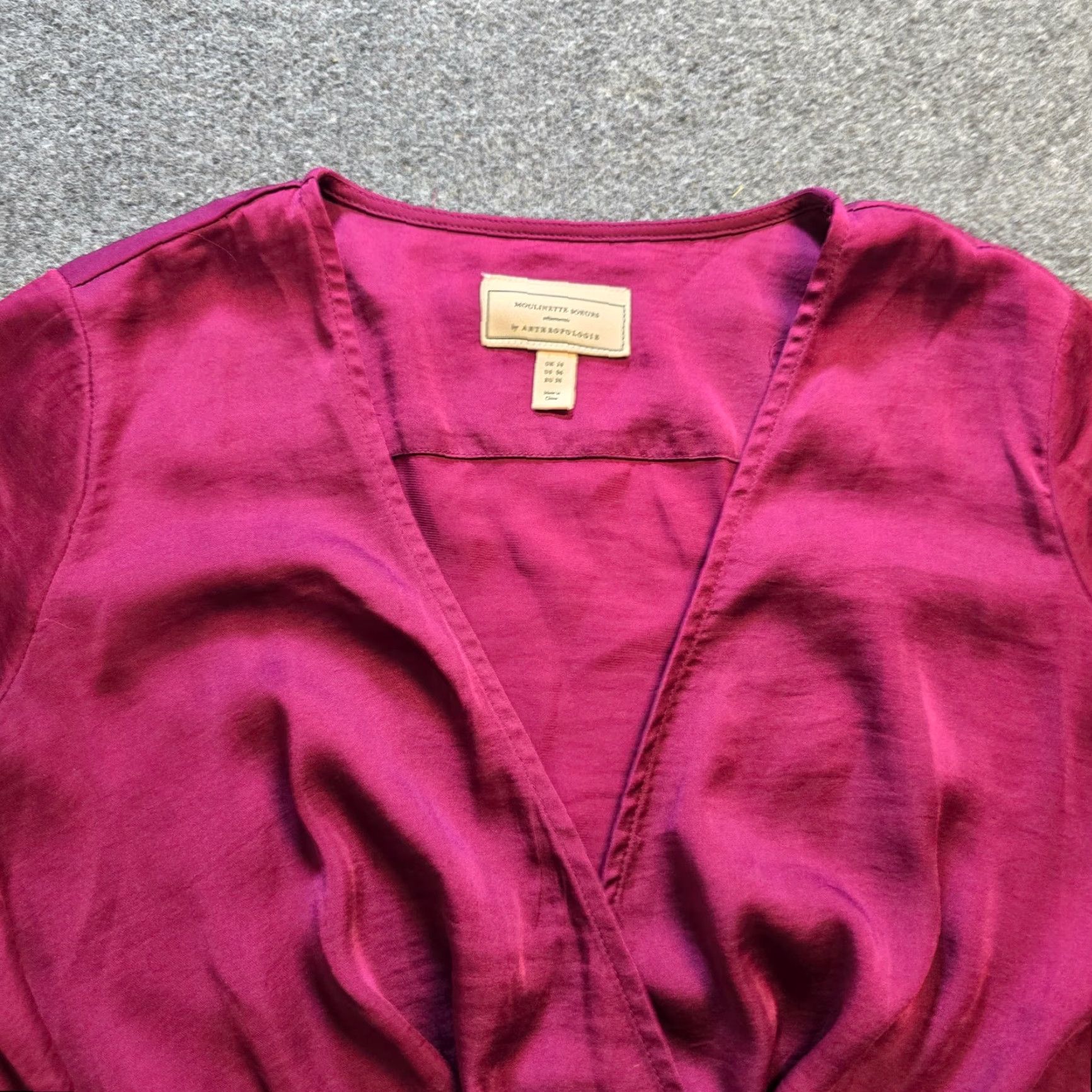 Soeur Moulinette Soeurs Top Womens Size 6 Pink Satin Belted Faux Wrap Blouse Size M / US 6-8 / IT 42-44 - 2 Thumbnail