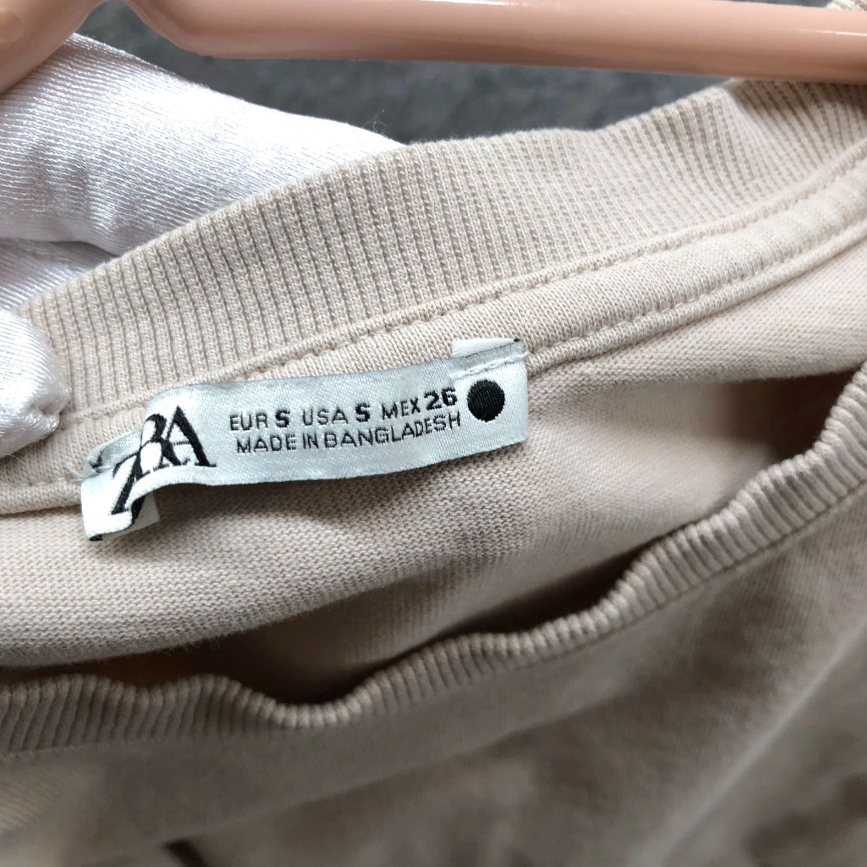 Zara Zara Cropped T Shirt Womens S Beige Short Sleeve Crewneck Cotton Size S / US 4 / IT 40 - 7 Thumbnail