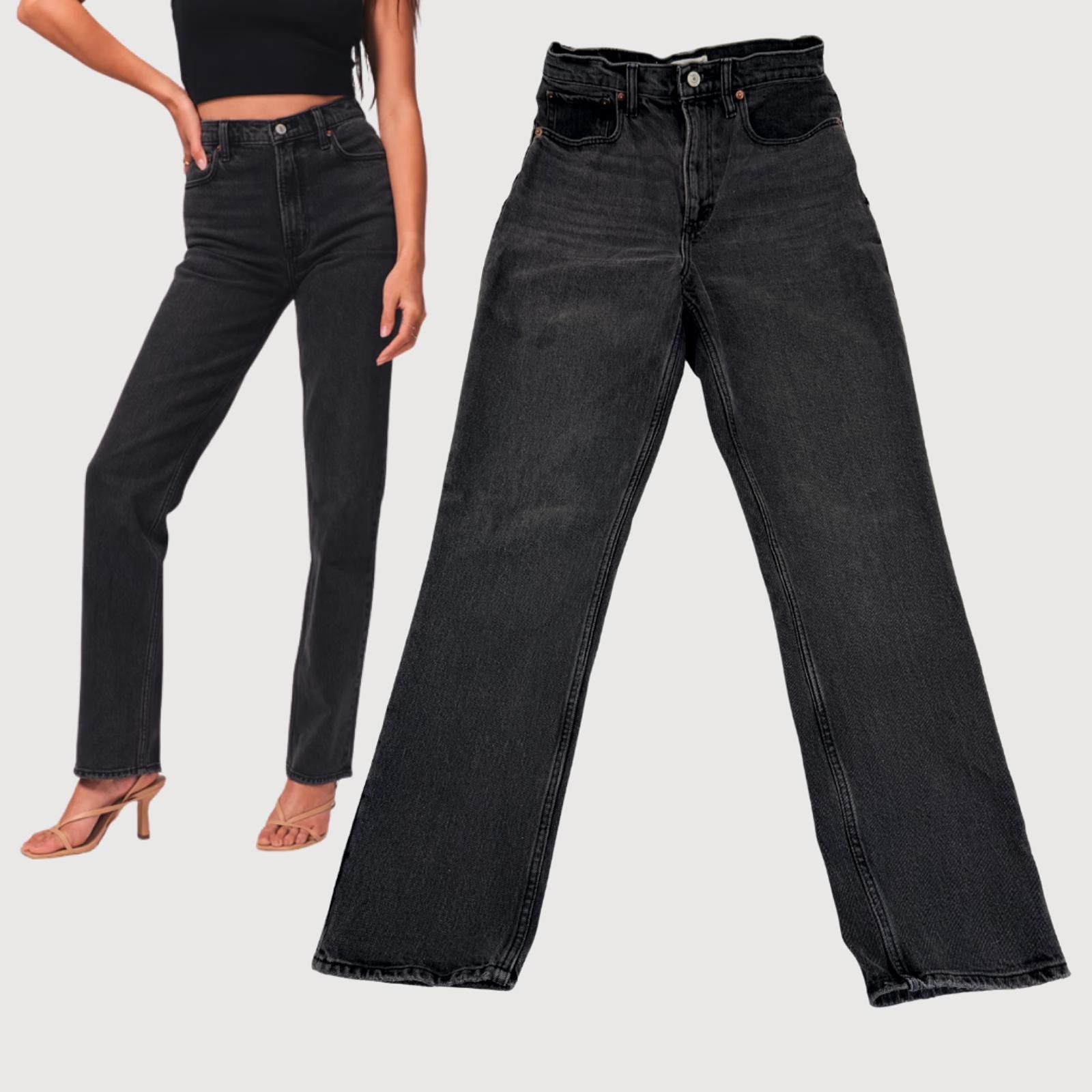 Abercrombie & Fitch Abercrombie 90s Straight Jeans High Rise Black Wash 26 Size 26" / US 2 / IT 38 - 1 Thumbnail