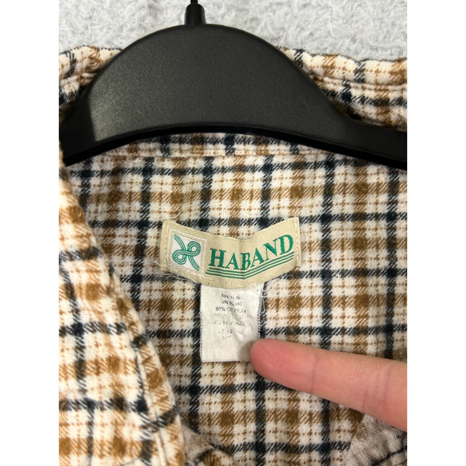 Haband Haband Shirt Mens Large Beige Plaid Flannel Pearl Snap Western Long Sleeve Size US L / EU 52-54 / 3 - 3 Thumbnail