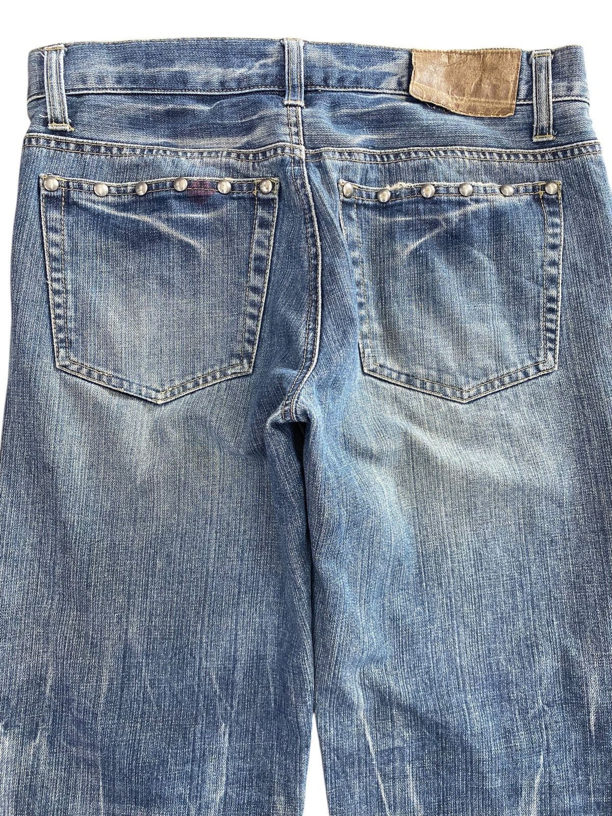 Japanese Brand Buzerayse Studded Distressed Faded Wide Leg Jeans Size US 30 / EU 46 - 4 Thumbnail