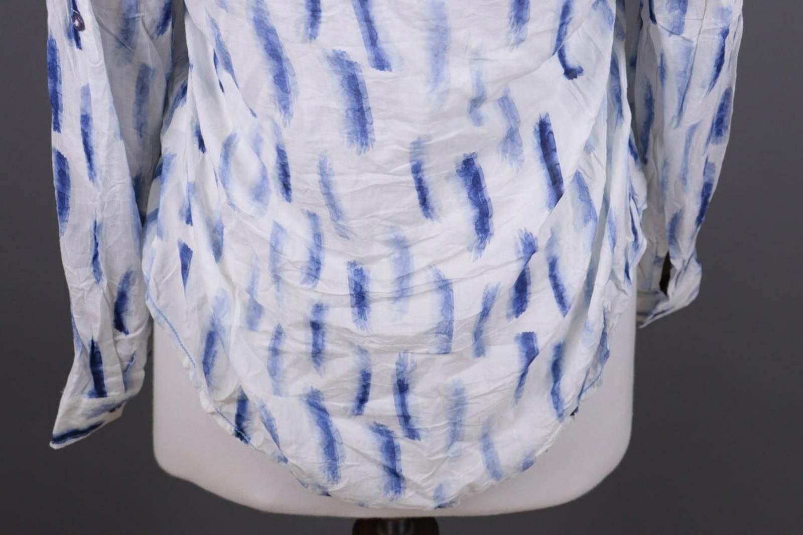 Designer Emily Van Den Bergh White Blue Henley Blouse Shirt Size 38 Size M / US 6-8 / IT 42-44 - 12 Thumbnail