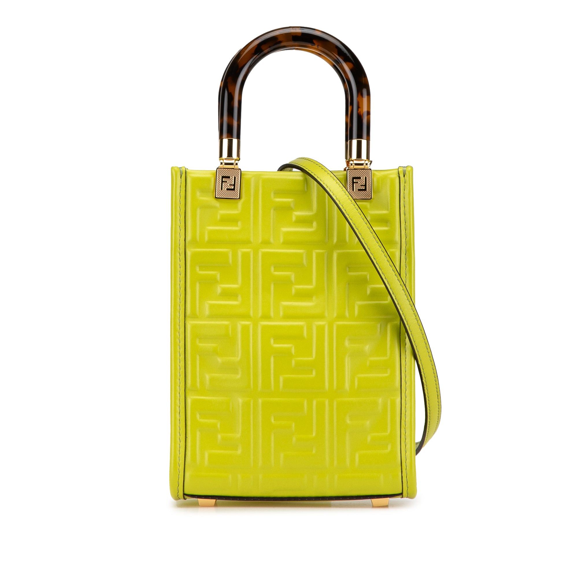 Fendi Fendi Mini Zucca Embossed Leather Sunshine Shopper Tote Green Size ONE SIZE - 1 Thumbnail
