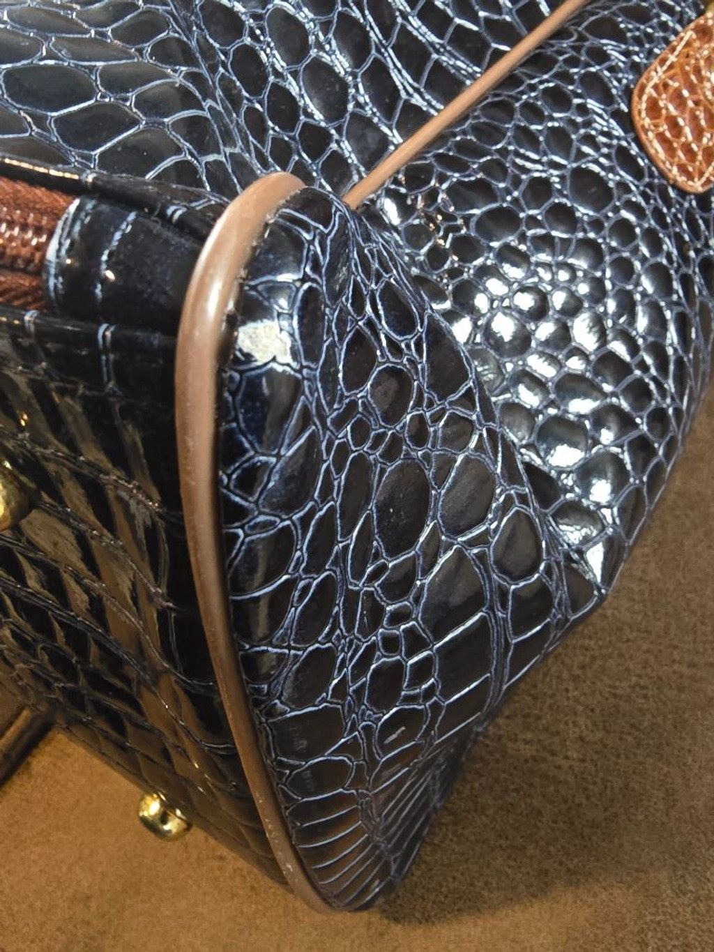 Other Samantha Brown Navy& Brown Croc-Embossed Dowel Bag Size ONE SIZE - 11 Thumbnail