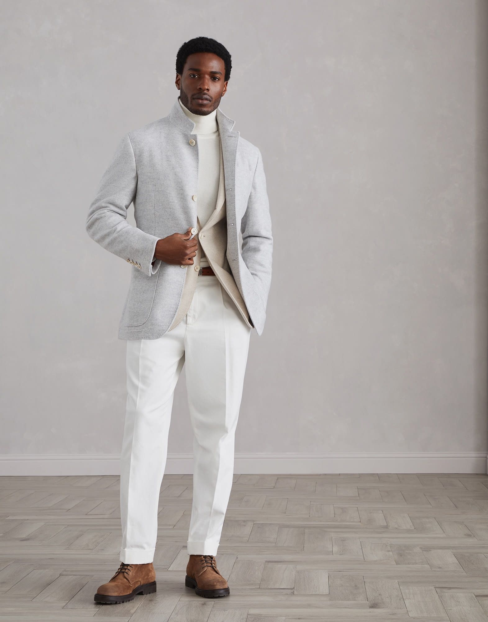 Brunello Cucinelli o1w1db10226 Cashmere Suit Type Jacket in Light Beige Size US M / EU 48-50 / 2 - 4 Thumbnail