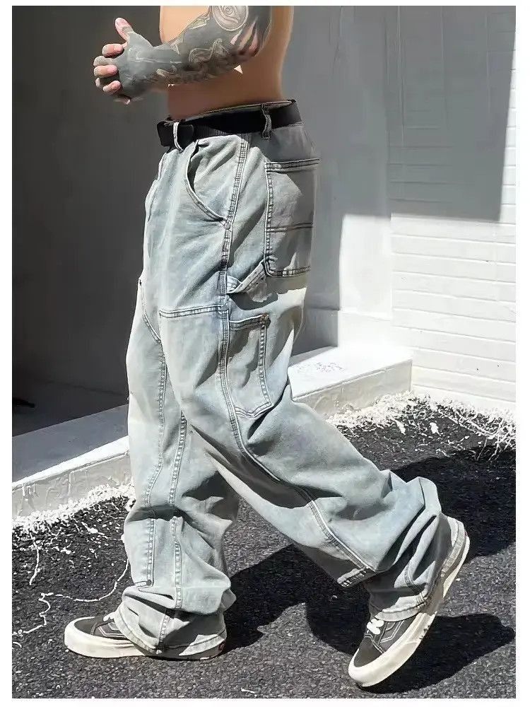 Japanese Brand Blue Wide Leg Denim Jeans, Oversized Jeans Size US 32 / EU 48 - 5 Thumbnail