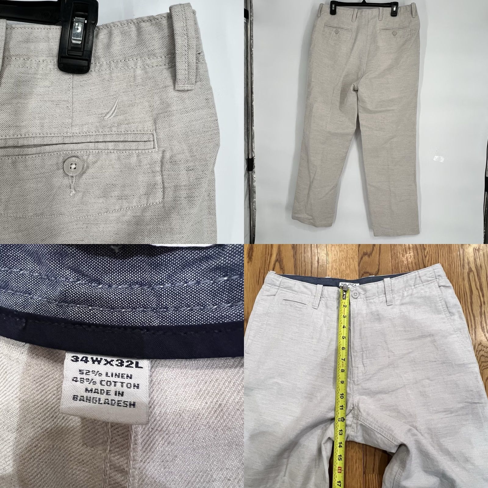 Nautica Nautica Men’s Flat Front Pants Tan Beige 52% Linen 48% Cotton Regular 34W x 32L Chino Casual Formal Travel Party/Cocktail Boys Womens Mens Size US 34 / EU 50 - 8 Thumbnail