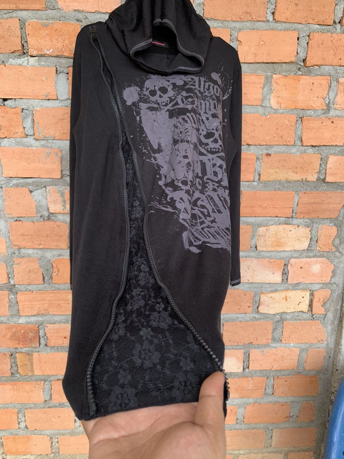 If Six Was Nine Algonquins poem punk skull asymmetrical zip pullover hoodie Size US M / EU 48-50 / 2 - 4 Thumbnail