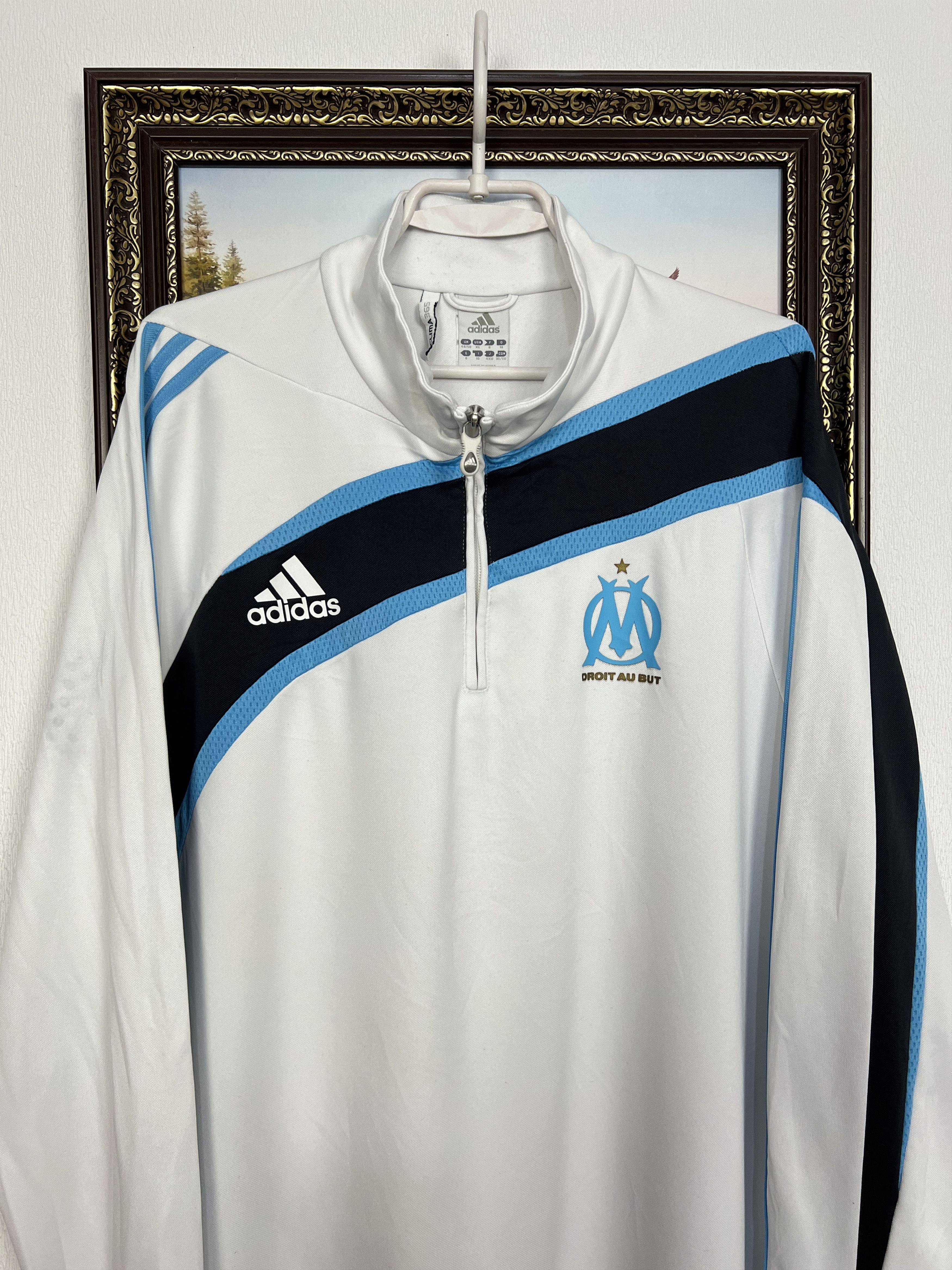 Adidas Vintage Olympique Marseille Football Jacket Soccer Track Top Size US XL / EU 56 / 4 - 2 Thumbnail