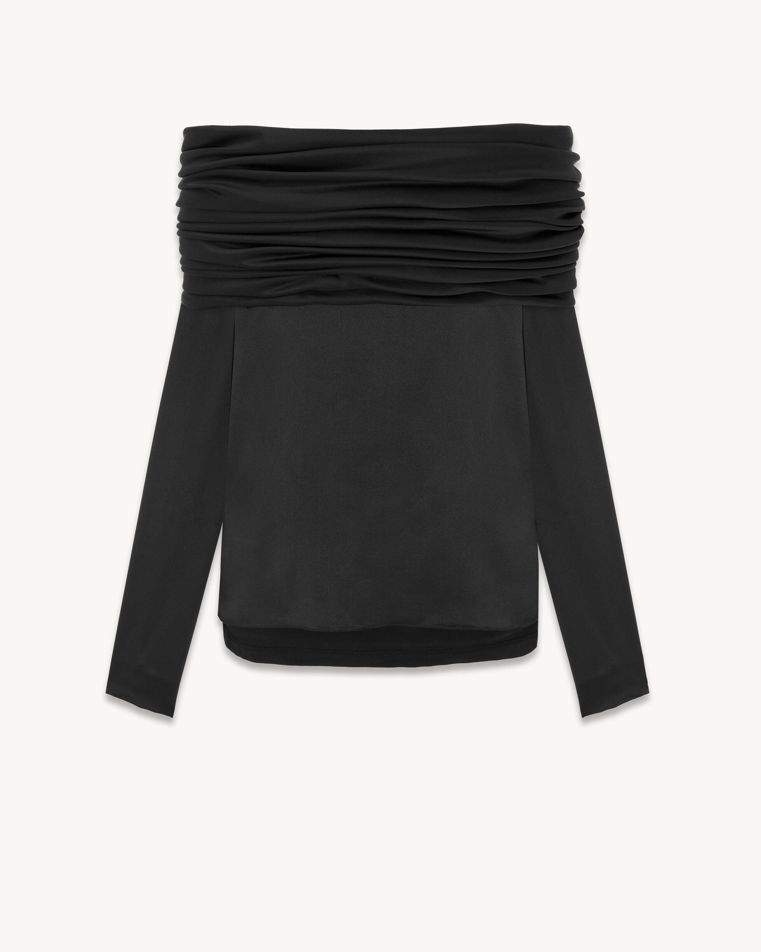 Saint Laurent Paris o1bcso1str1124 Off The Shoulder Blouse in Black Size XS / US 0-2 / IT 36-38 - 1 Preview