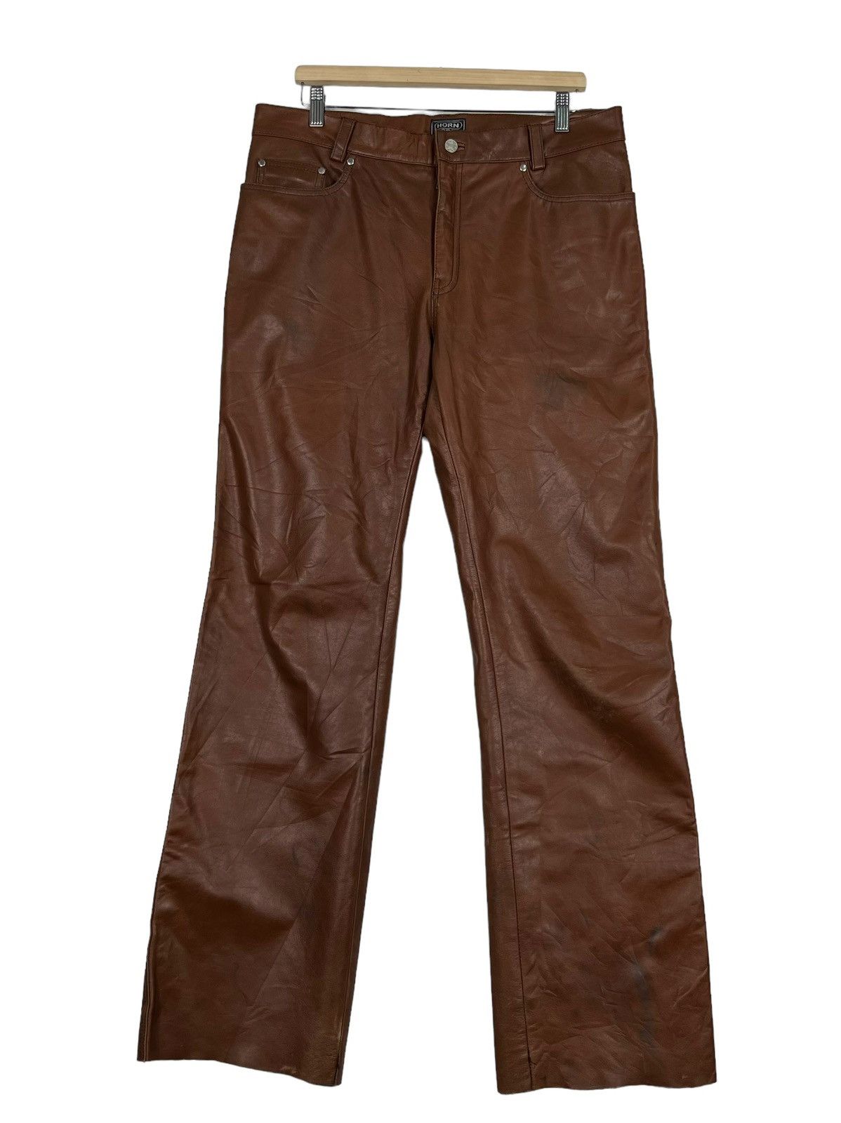 Issey Miyake 🔥 ISSEY MIYAKE HORN WORK LEATHER TROUSER PANTS Size US 36 / EU 52 - 2 Thumbnail