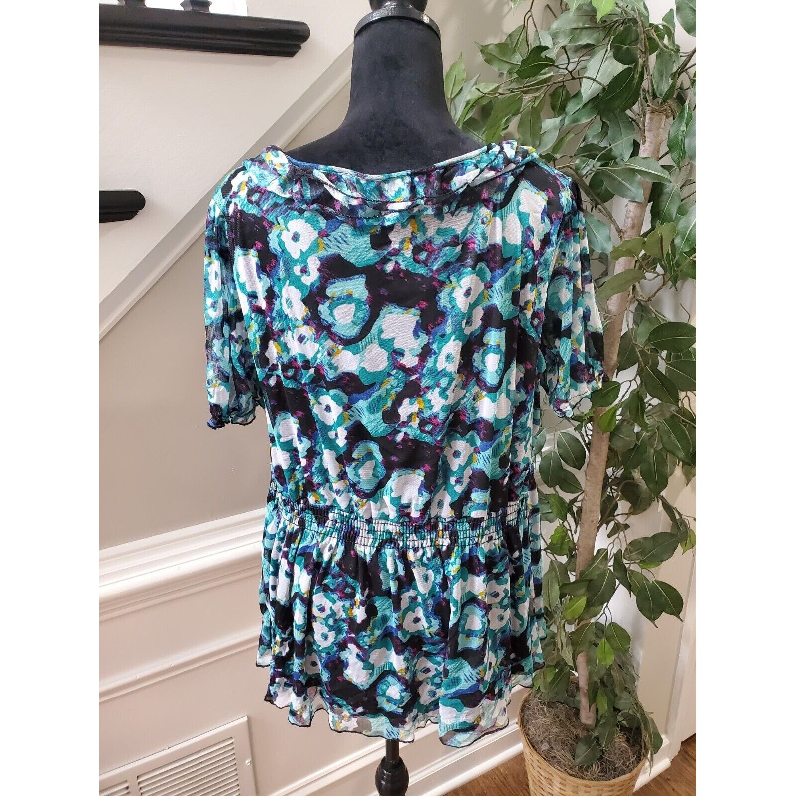 Other Notations Polyester Scoop Neck Short Sleeve Top Blouse 2X Size XXL / US 16-18 / IT 52-54 - 9 Thumbnail