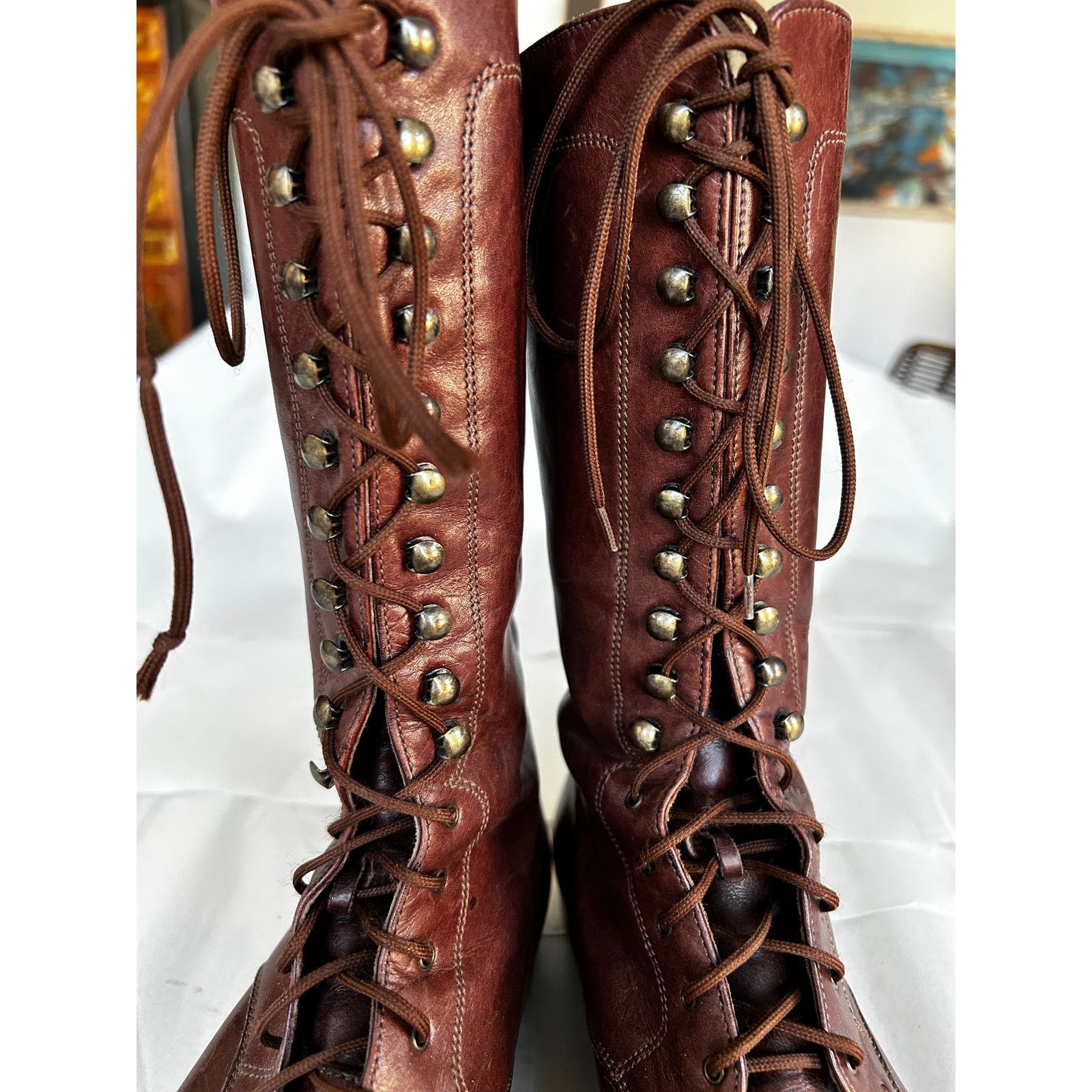 Vintage Vintage Brown Leather Riding/Aviator Women's Boots medium Size US 7 / IT 37 - 4 Thumbnail