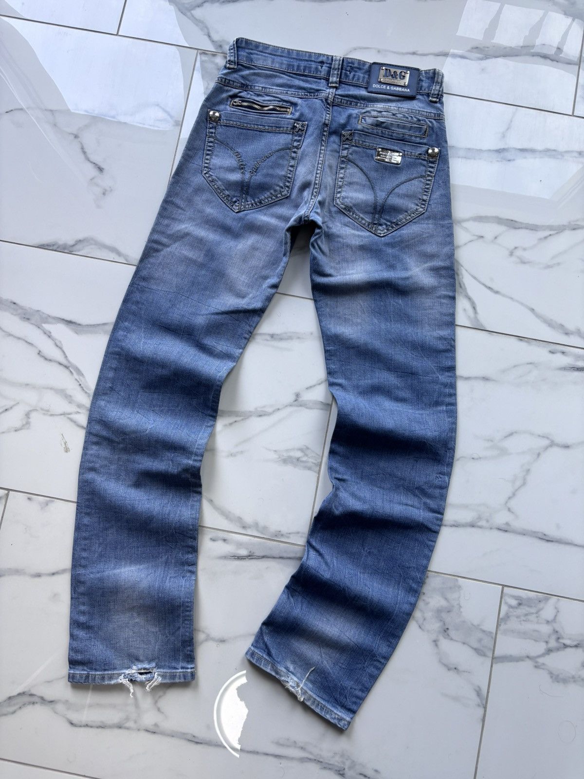 Dolce & Gabbana Vintage Y2K Dolce Gabbana Jeans 00’s Big Logo Washed Denim Size US 29 - 1 Thumbnail