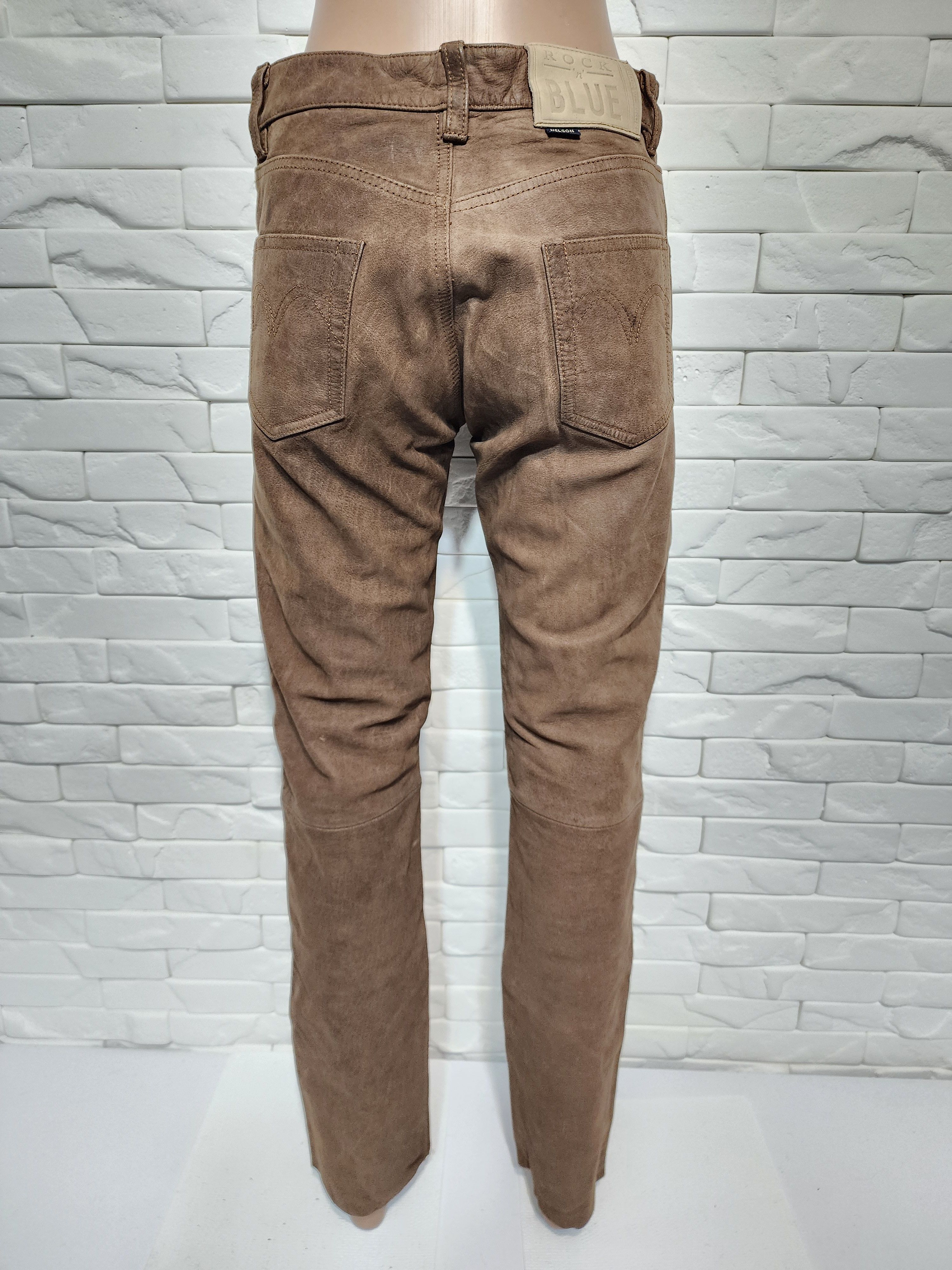 Genuine Leather Brown Nubuck Leather Pants - Denim Cut Size US 31 - 5 Thumbnail