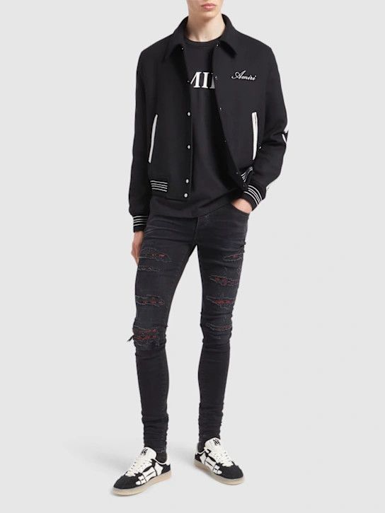 Amiri o1lsvrm0425 Bones varsity wool jacket in Black Size US L / EU 52-54 / 3 - 6 Thumbnail