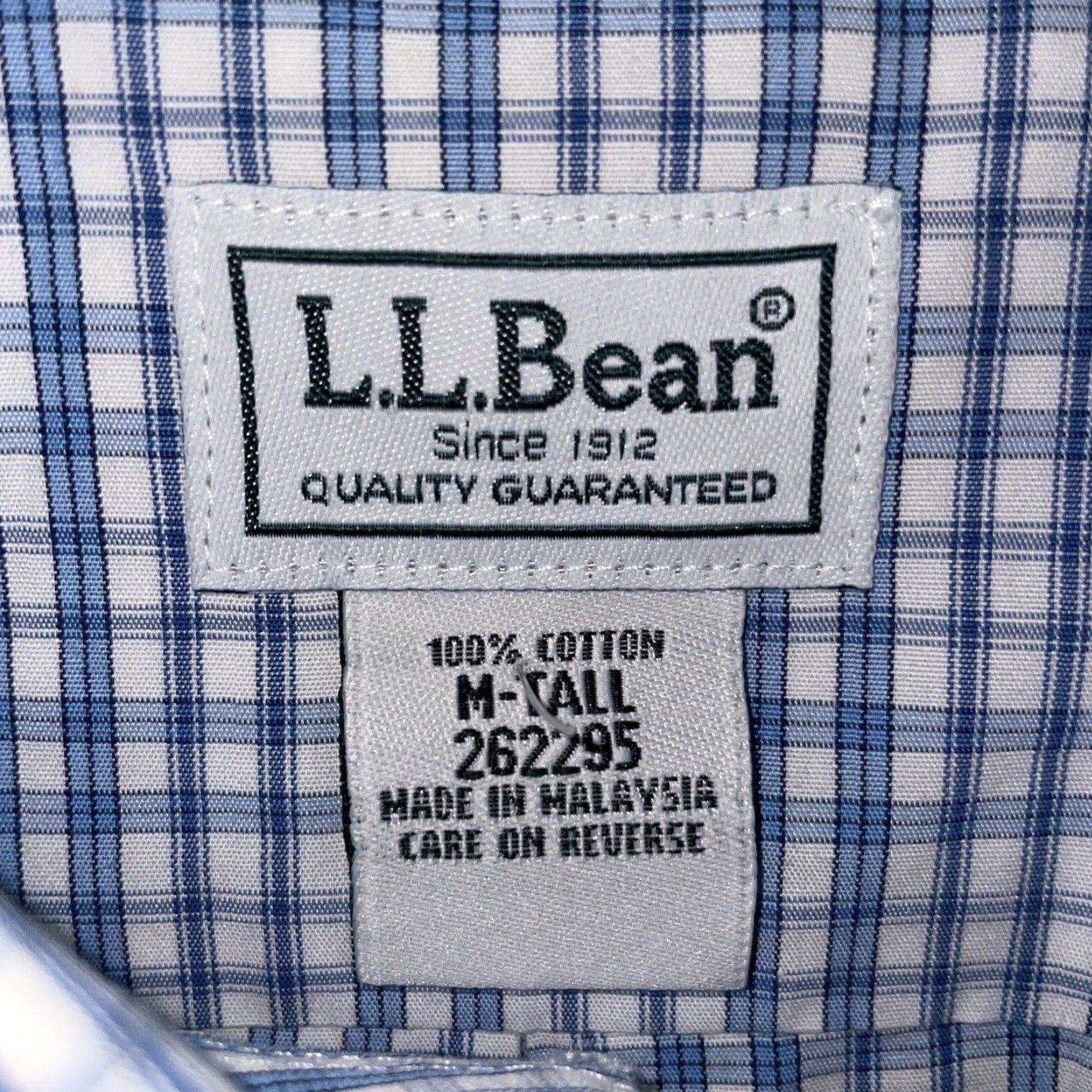 Vintage L.L. Bean Men's Blue Checkered Button-Up Shirt Long Sleeve Wrinkle Resistant Medium Size US M / EU 48-50 / 2 - 3 Thumbnail