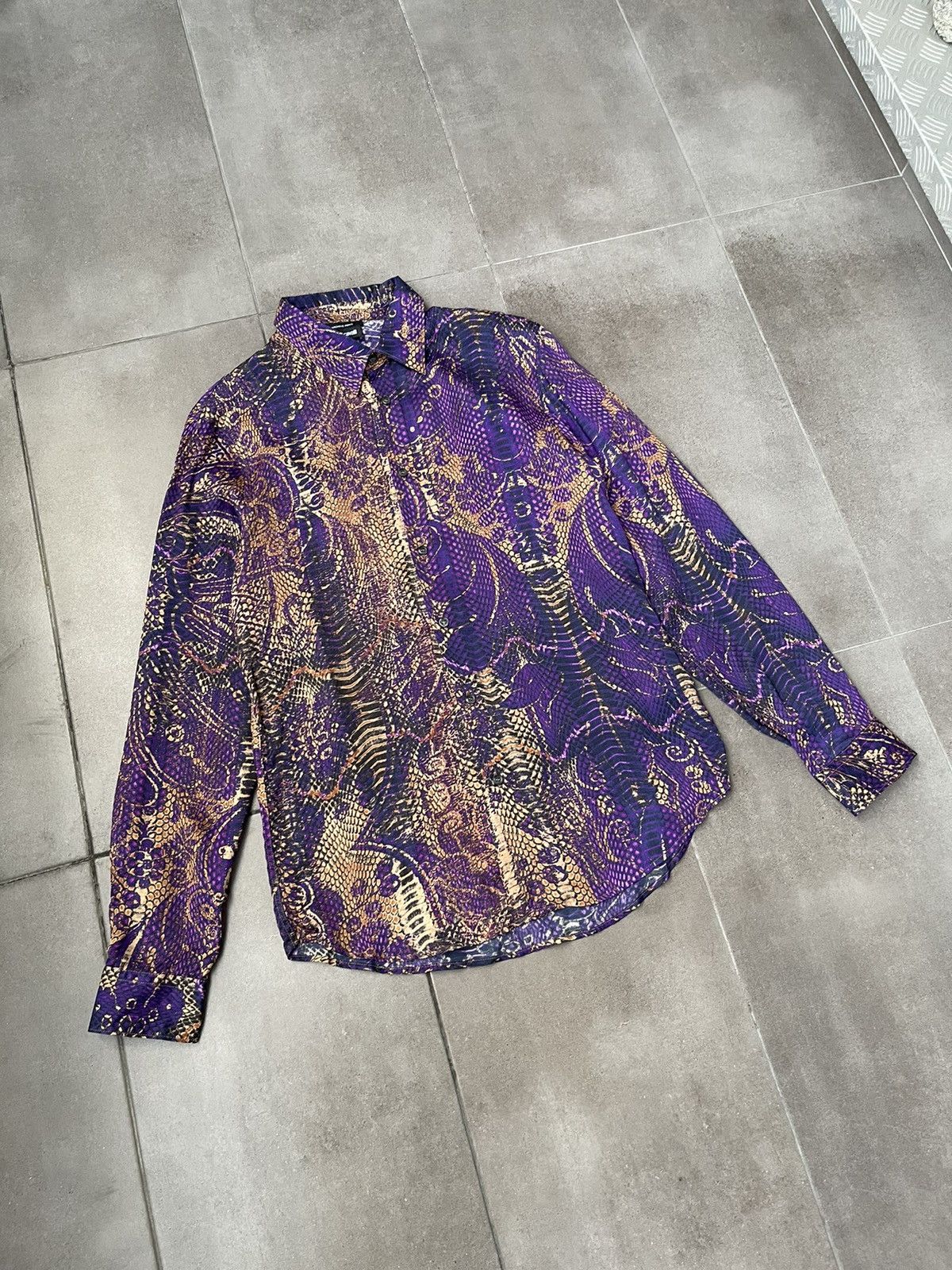 Just Cavalli !DS! FW22 Just Cavalli Animal Print Purple Pattern Shirt Size M / US 6-8 / IT 42-44 - 8 Thumbnail